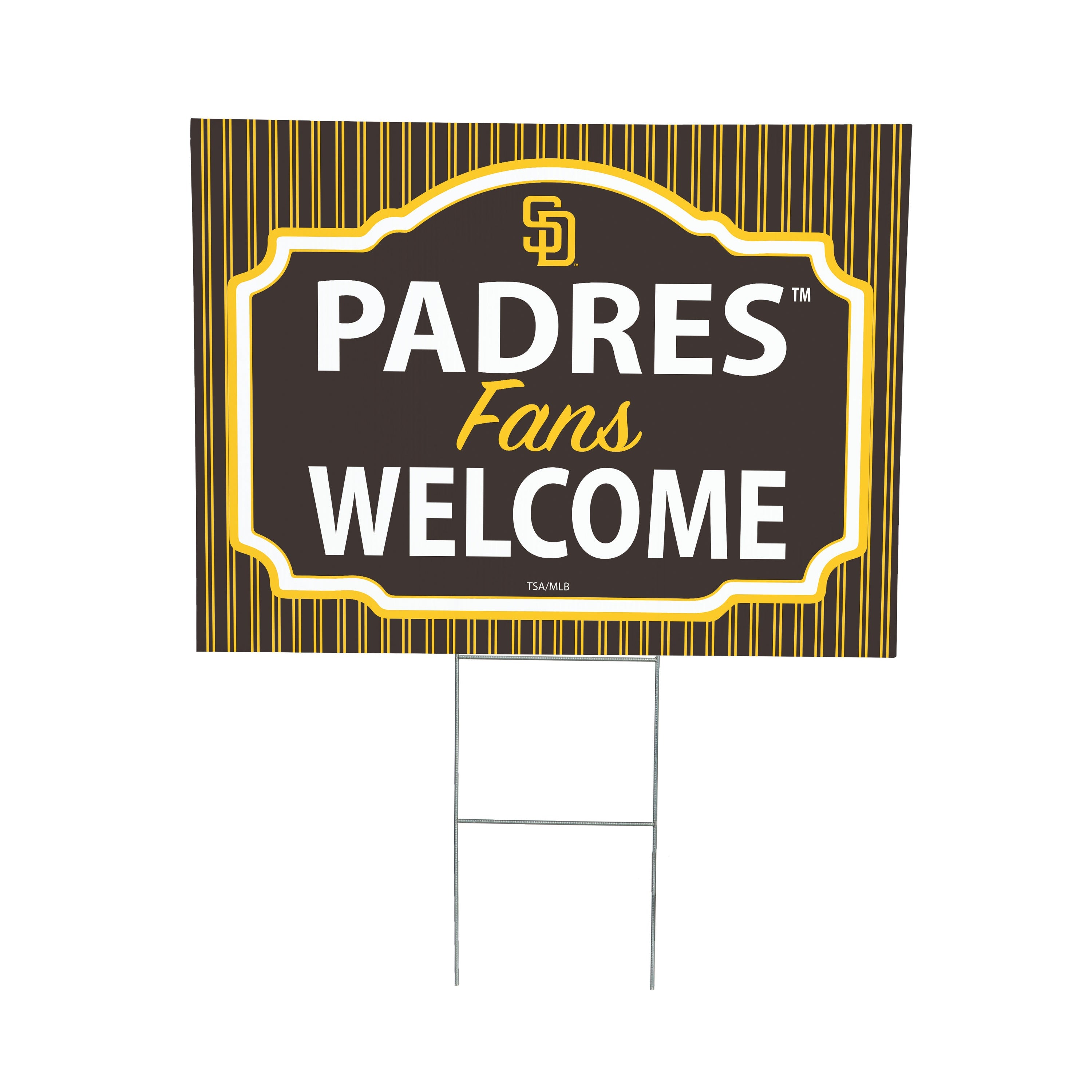 San Diego Padres Coroplast Yard Sign, "Fans Welcome" - Sports Collectibles, Sports Memorabilia, Sports Fan Shop, Sports Gifts