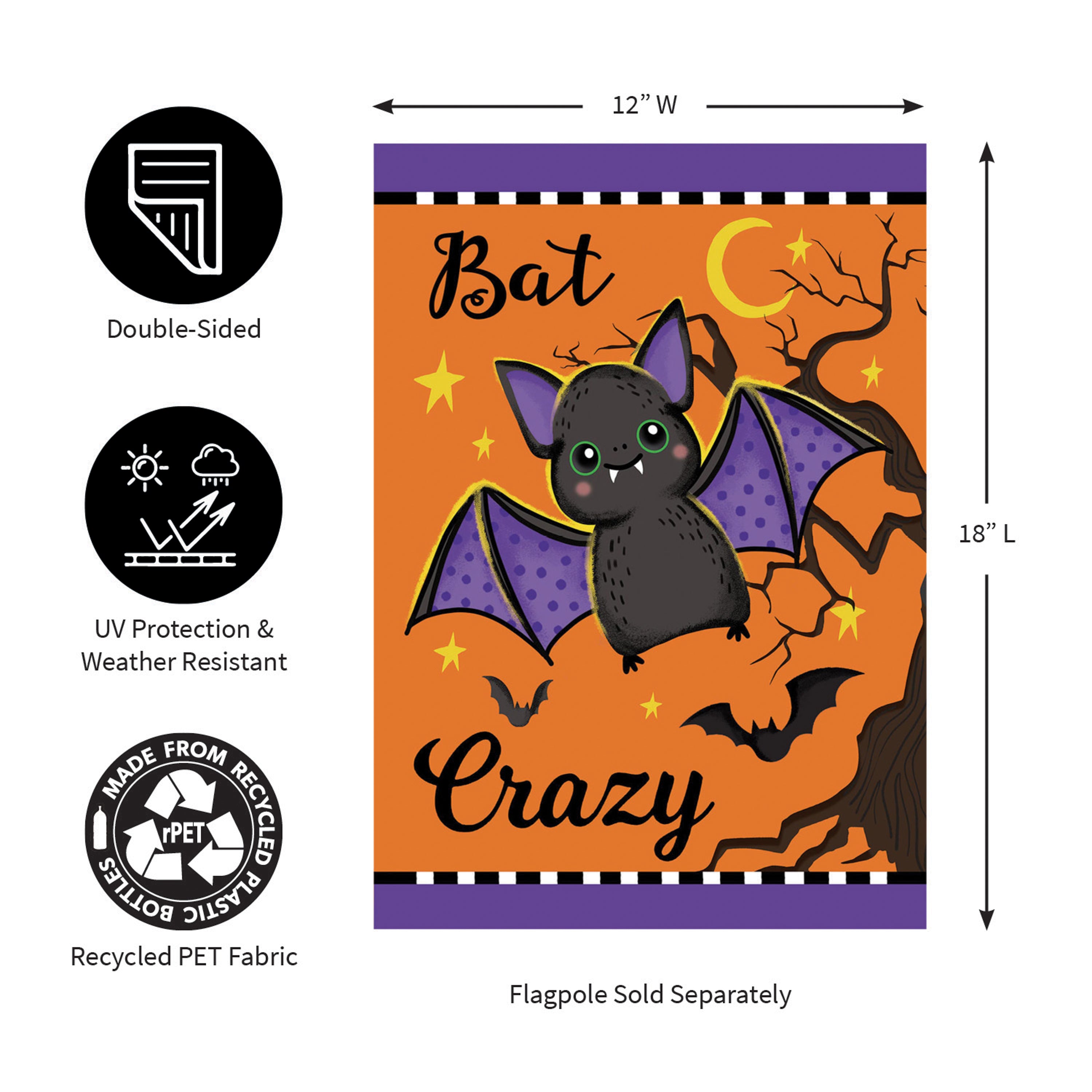 Gone Batty Applique Garden Flag - Sports Collectibles, Sports Memorabilia, Sports Fan Shop, Sports Gifts
