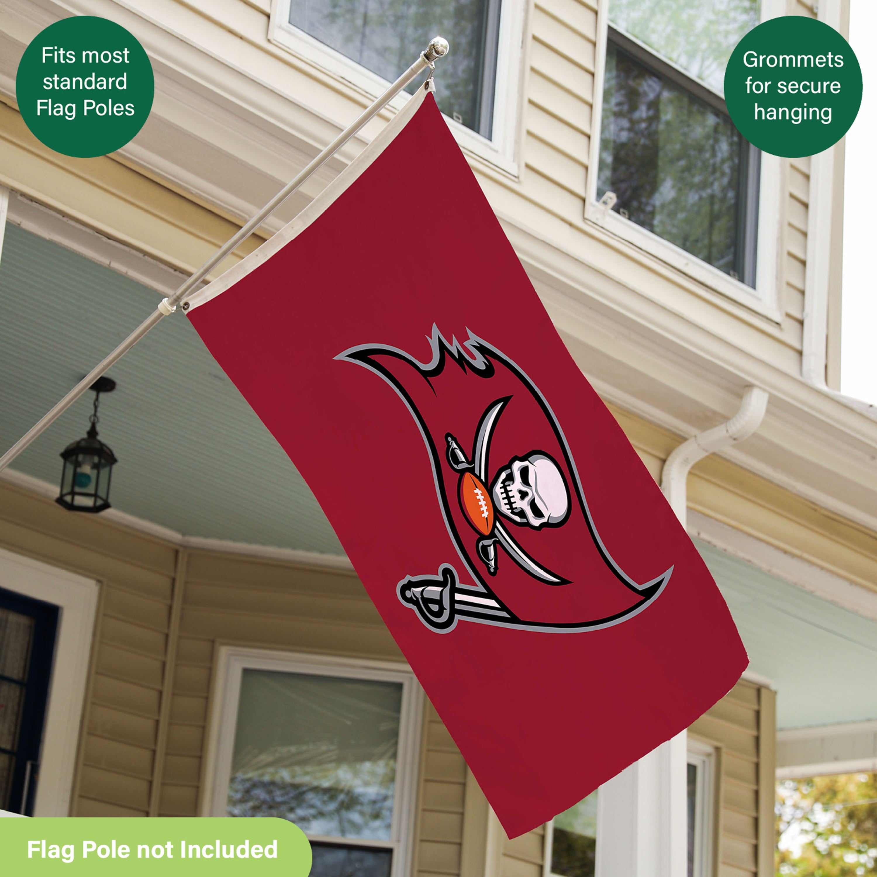 3'x5' Single Sided Flag w/ 2 Grommets, Tampa Bay Buccaneers - Sports Gifts, Sports Memorabilia, Sports Collectibles, Fan Shop