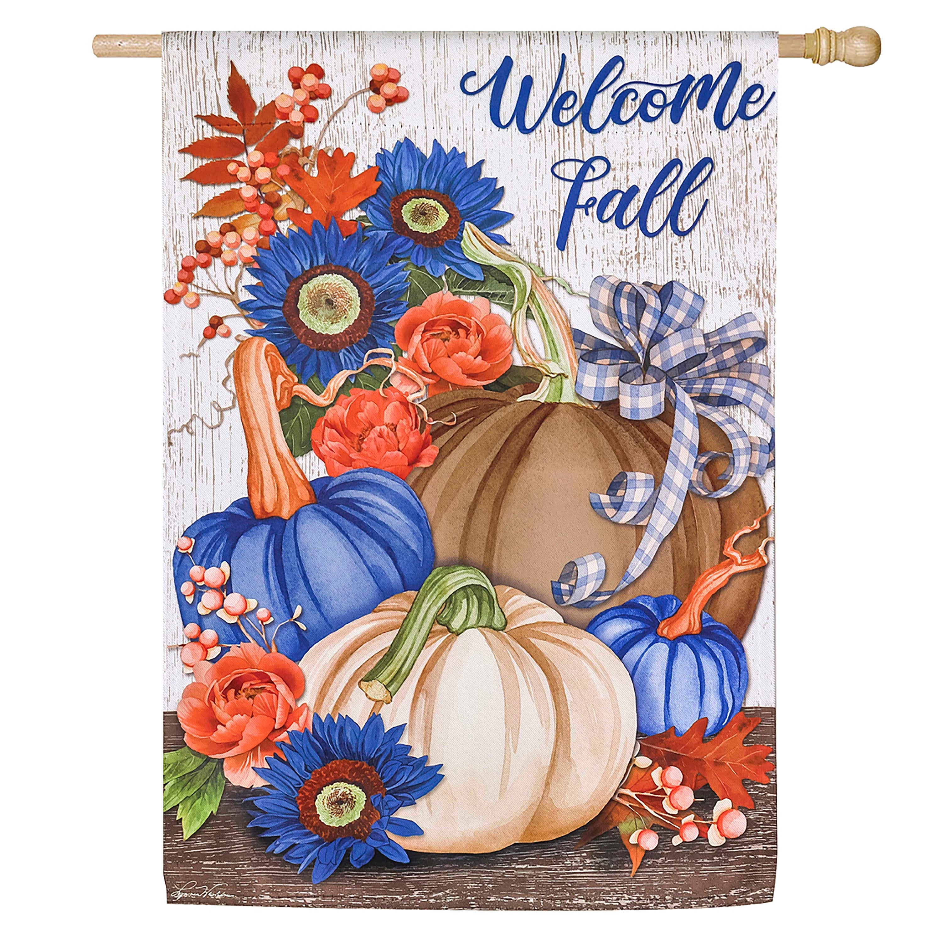 Welcome Fall Neutral House Suede Flag - Sports Collectibles, Sports Memorabilia, Sports Fan Shop, Sports Gifts