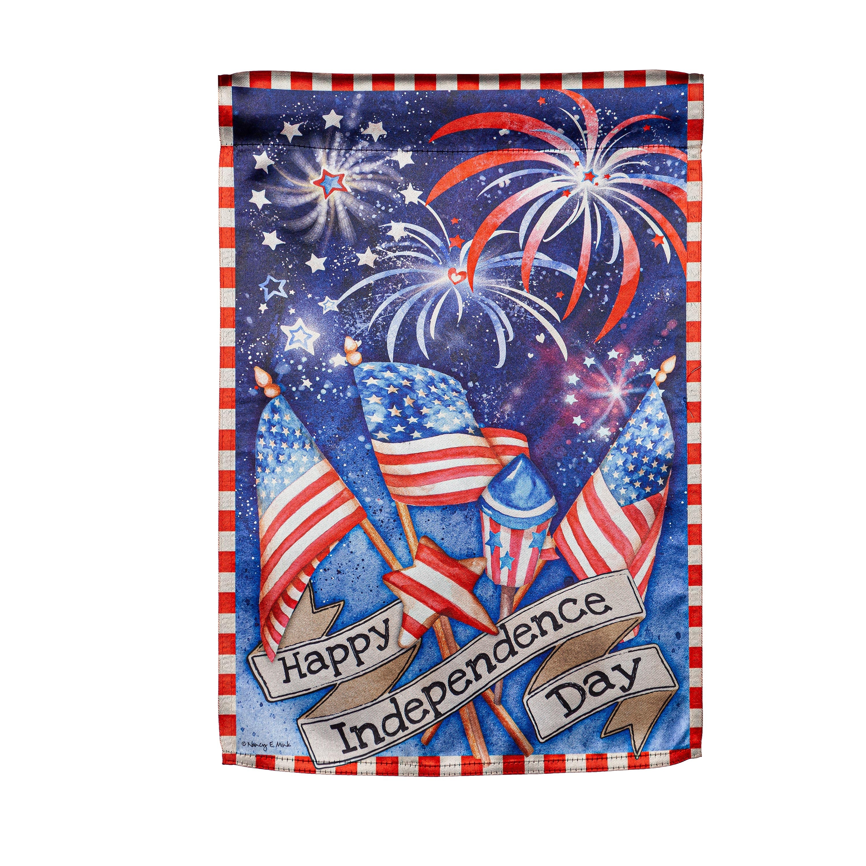 Independence Day Fireworks Garden Lustre Flag - Sports Collectibles, Sports Memorabilia, Sports Fan Shop, Sports Gifts