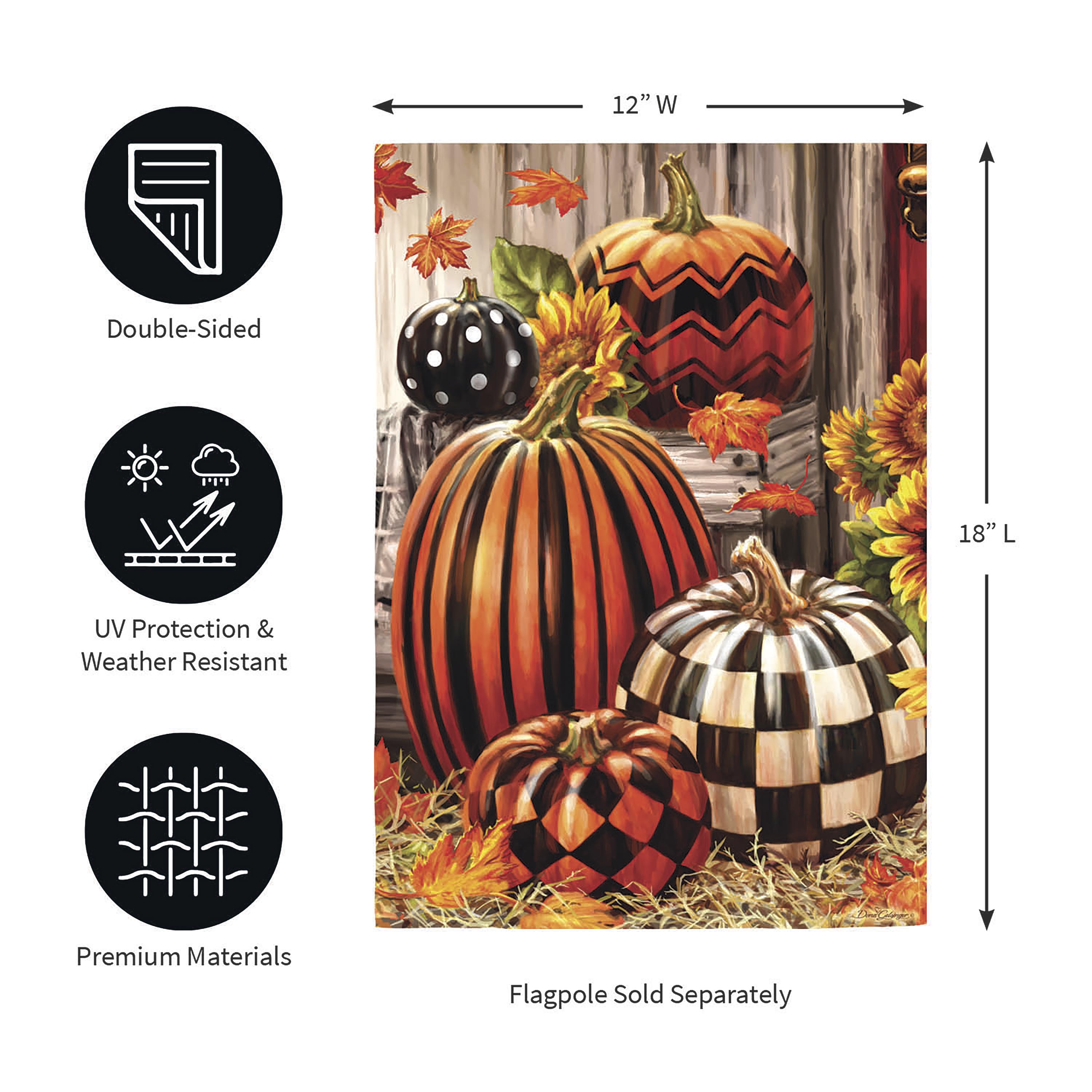 Fall Harvest Pumpkins Burlap Garden Flag - Sports Collectibles, Sports Memorabilia, Sports Fan Shop, Sports Gifts