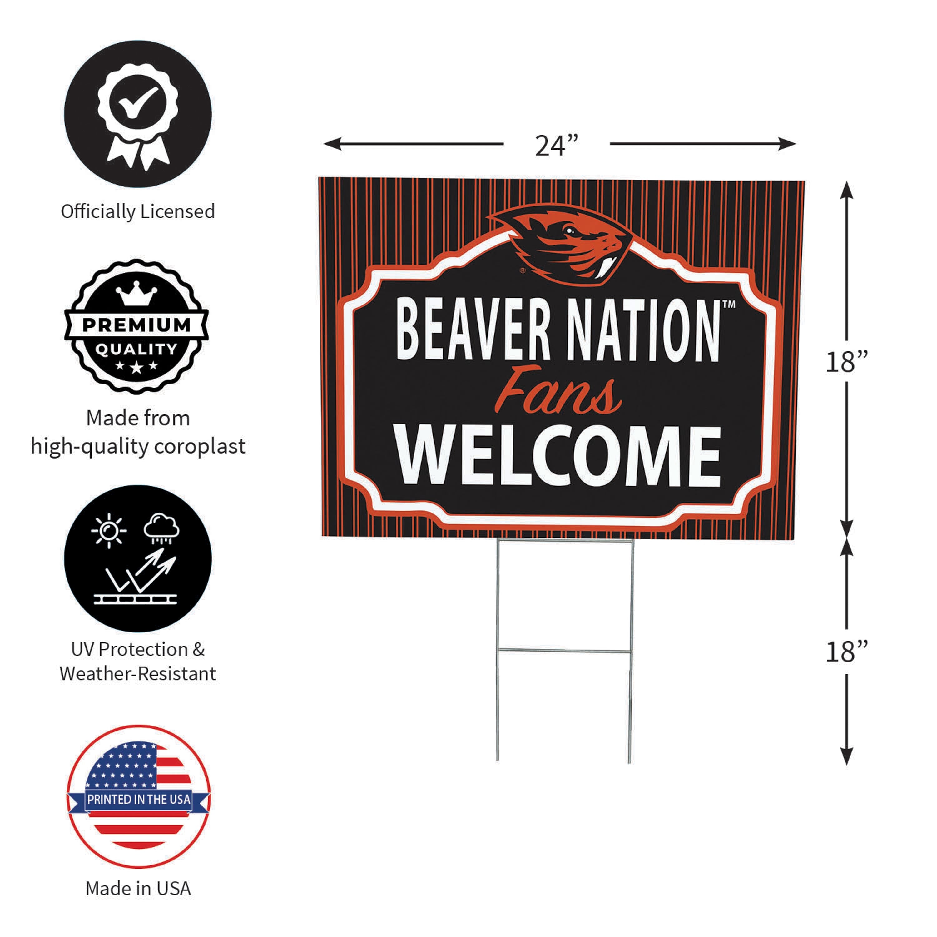 Oregon State University Coroplast Yard Sign, "Fans Welcome"