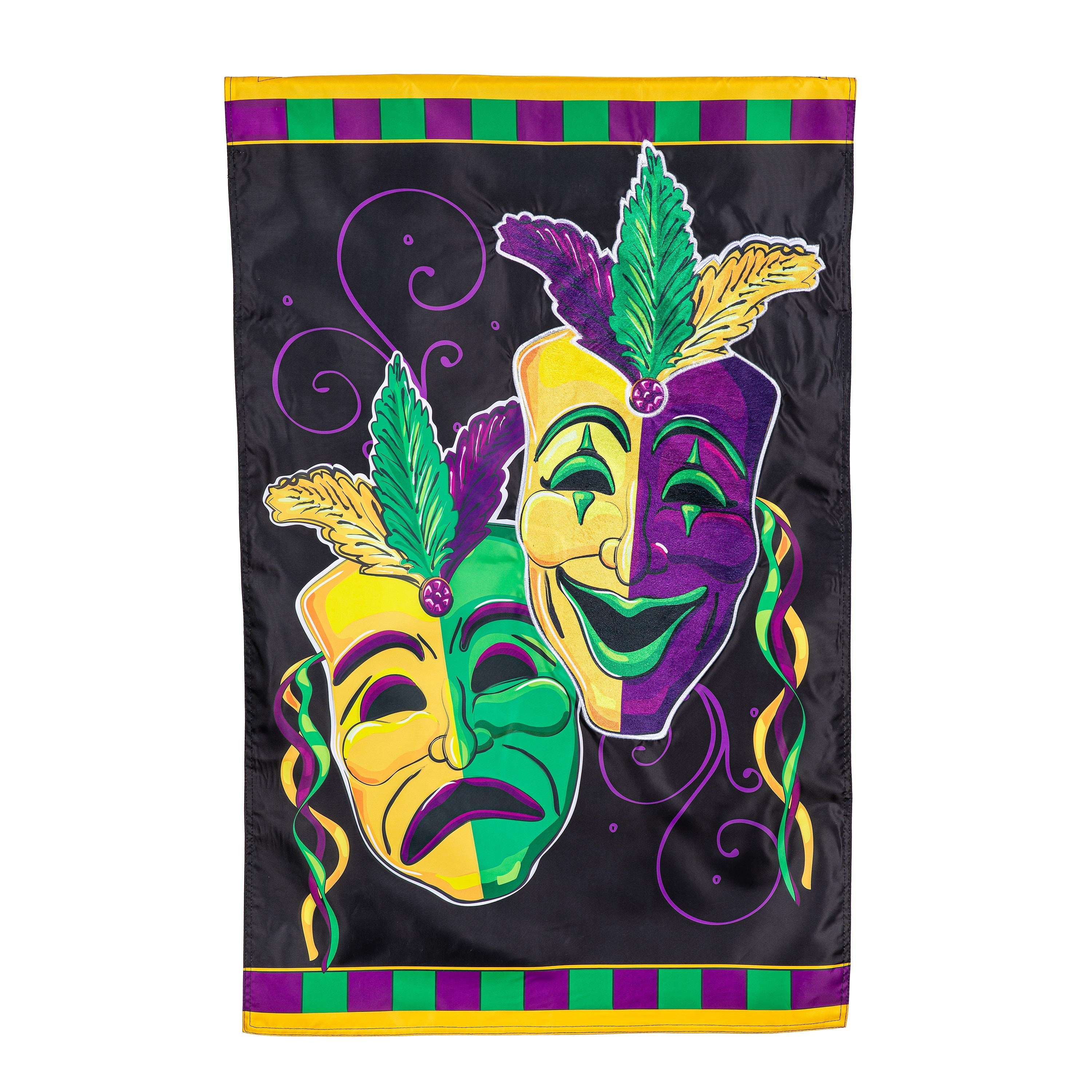 Mardi Gras Theater Mask Applique House Flag - Sports Gifts, Sports Memorabilia, Sports Collectibles, Fan Shop