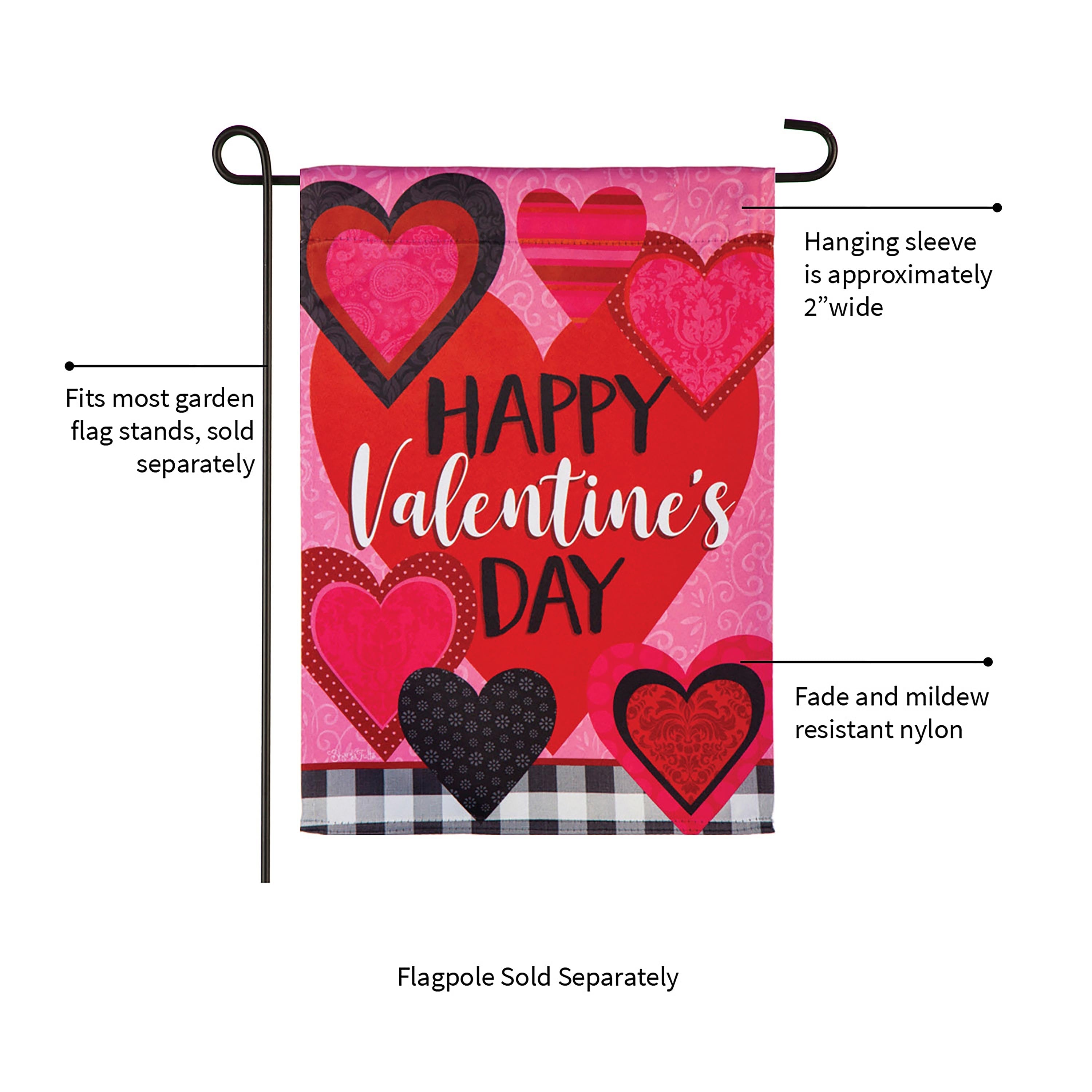 Patterned Valentine's Hearts Garden Suede Flag - Sports Collectibles, Sports Memorabilia, Sports Fan Shop, Sports Gifts