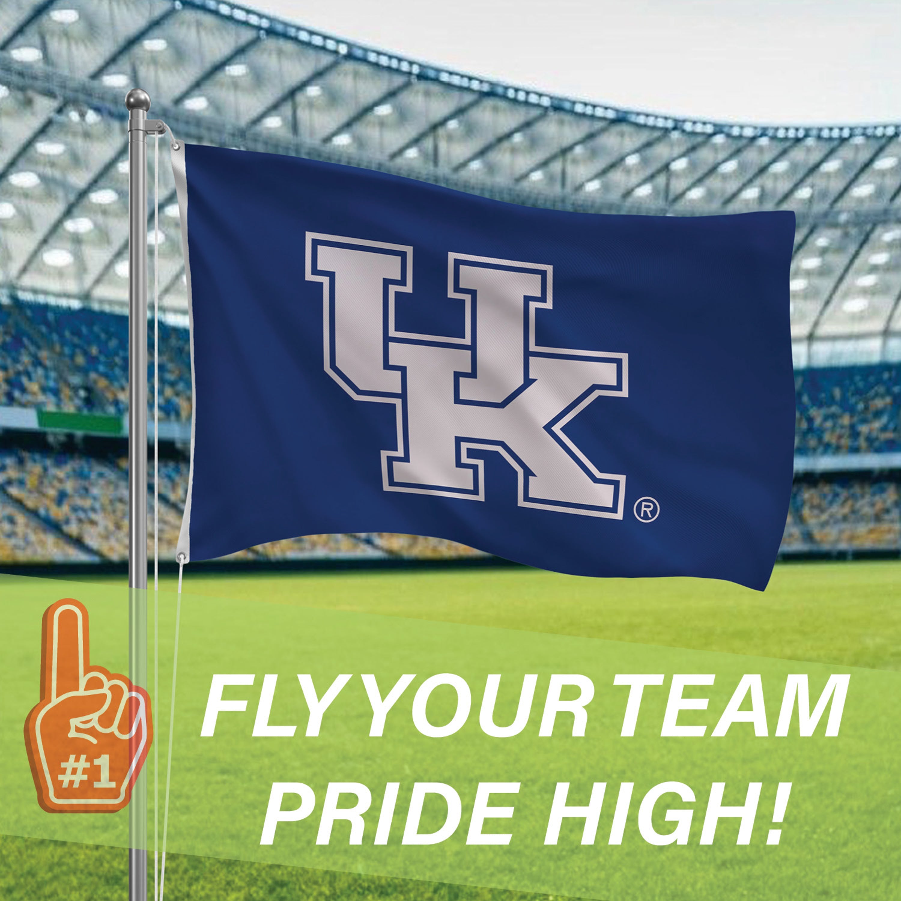 University of Kentucky Single Sided Estate Flag with 2 Grommets, 3'x5' - Sports Gifts, Sports Memorabilia, Sports Collectibles, Fan Shop