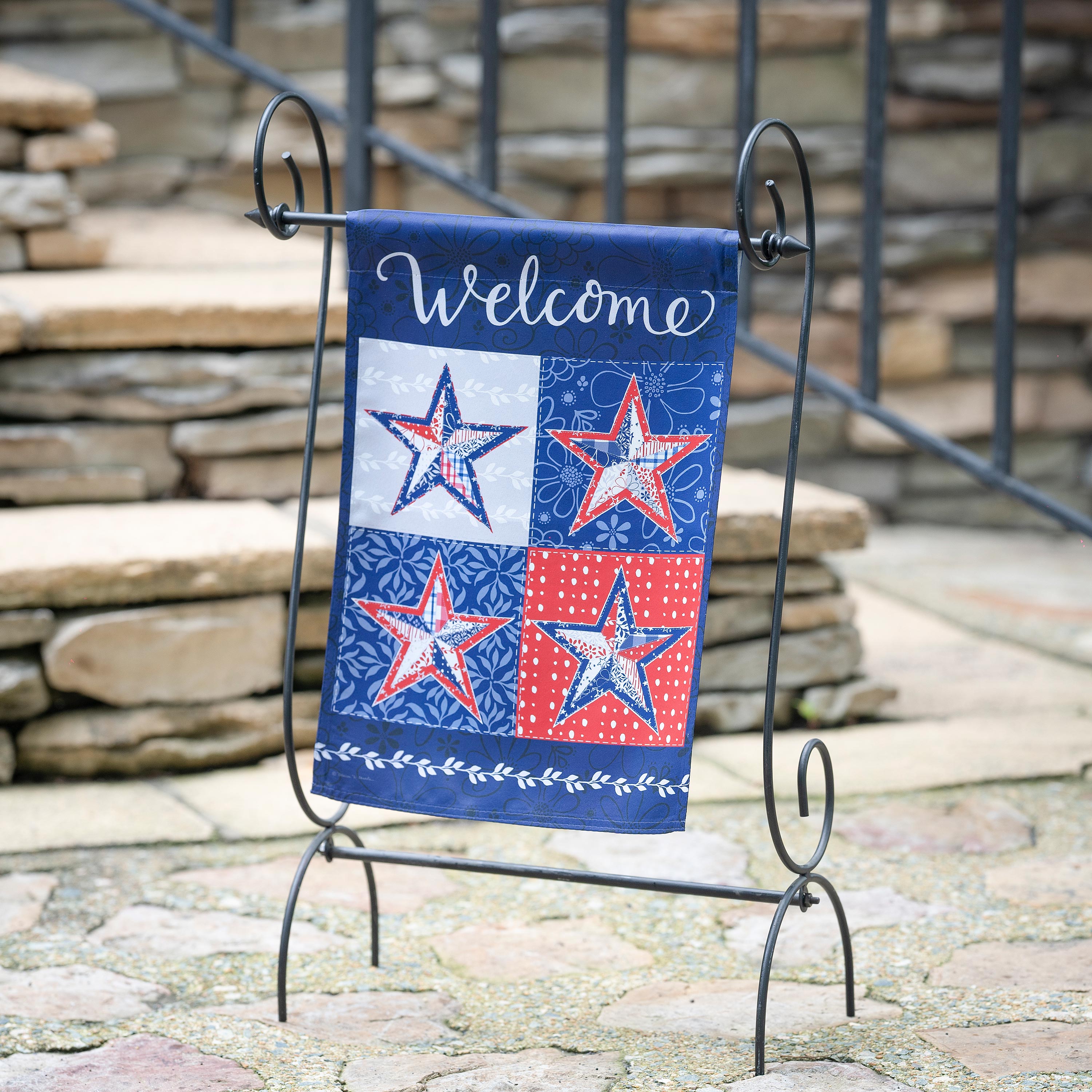 Red, White, and Blue Stars Suede Garden Flag - Sports Collectibles, Sports Memorabilia, Sports Fan Shop, Sports Gifts