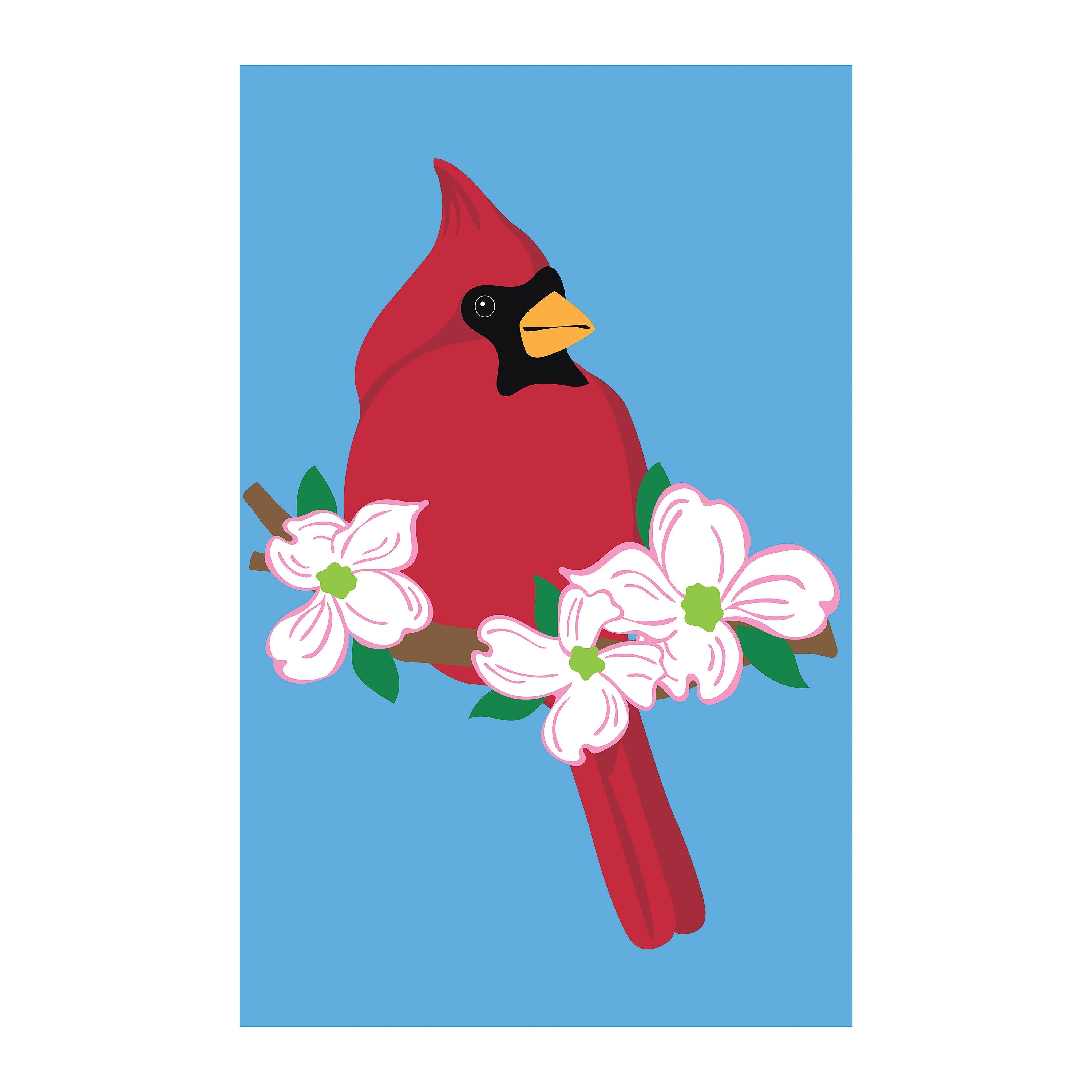 Cardinal With Dogwood Basic Applique House Flag - Sports Collectibles, Sports Memorabilia, Sports Fan Shop, Sports Gifts