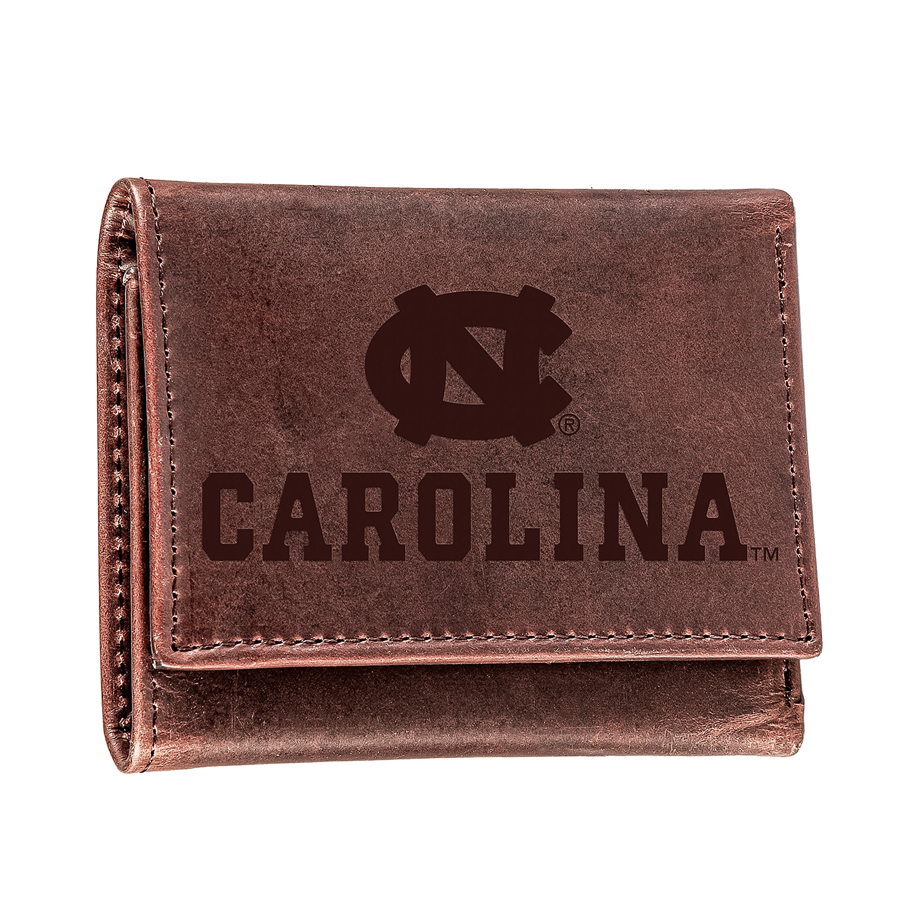 University of North Carolina, Tri-Fold Wallet, Brown, CH, 100% Genuine Leather - Sports Collectibles, Sports Memorabilia, Sports Fan Shop, Sports Gifts