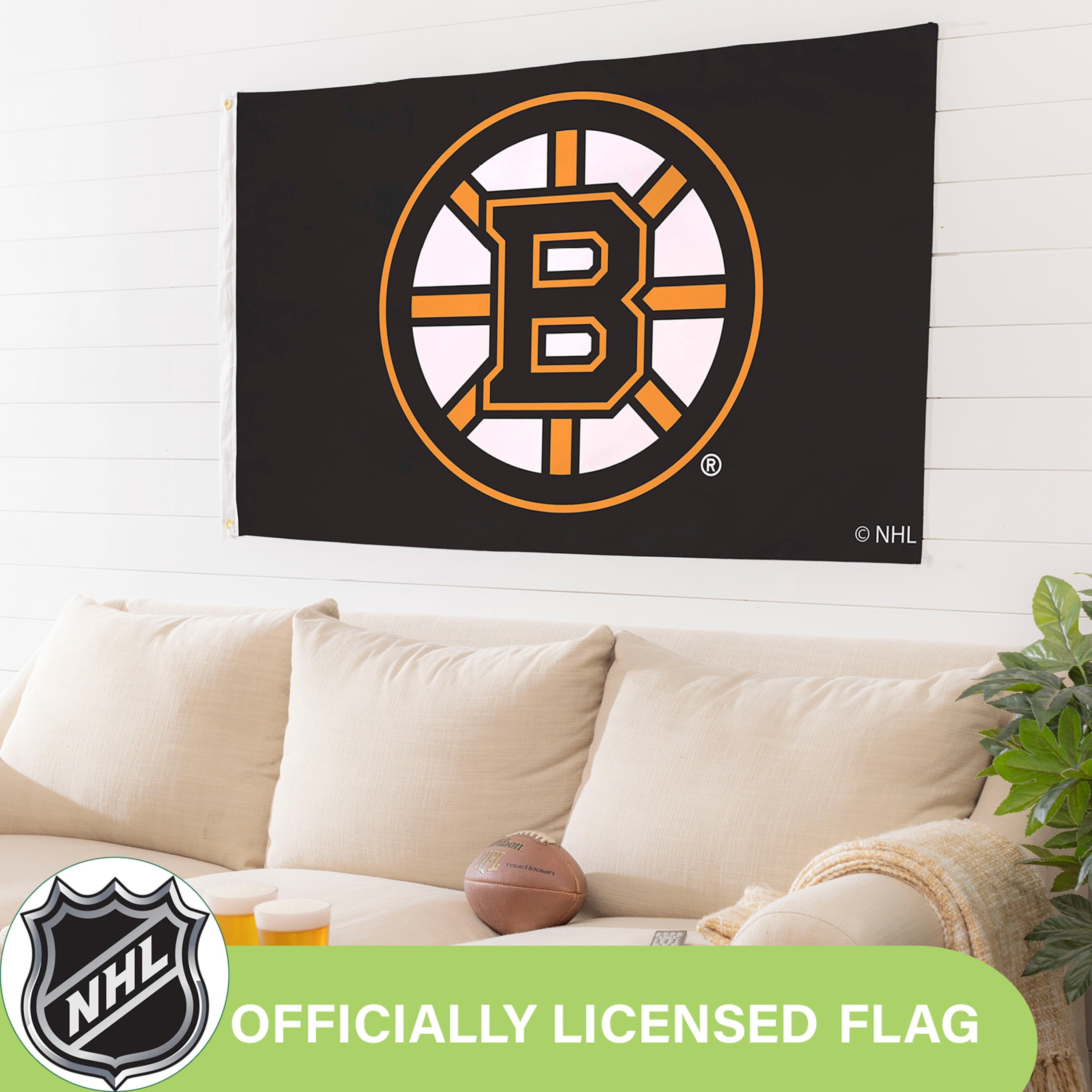 3'x5' Single Sided Flag w/ 2 Grommets, Boston Bruins - Sports Gifts, Sports Memorabilia, Sports Collectibles, Fan Shop