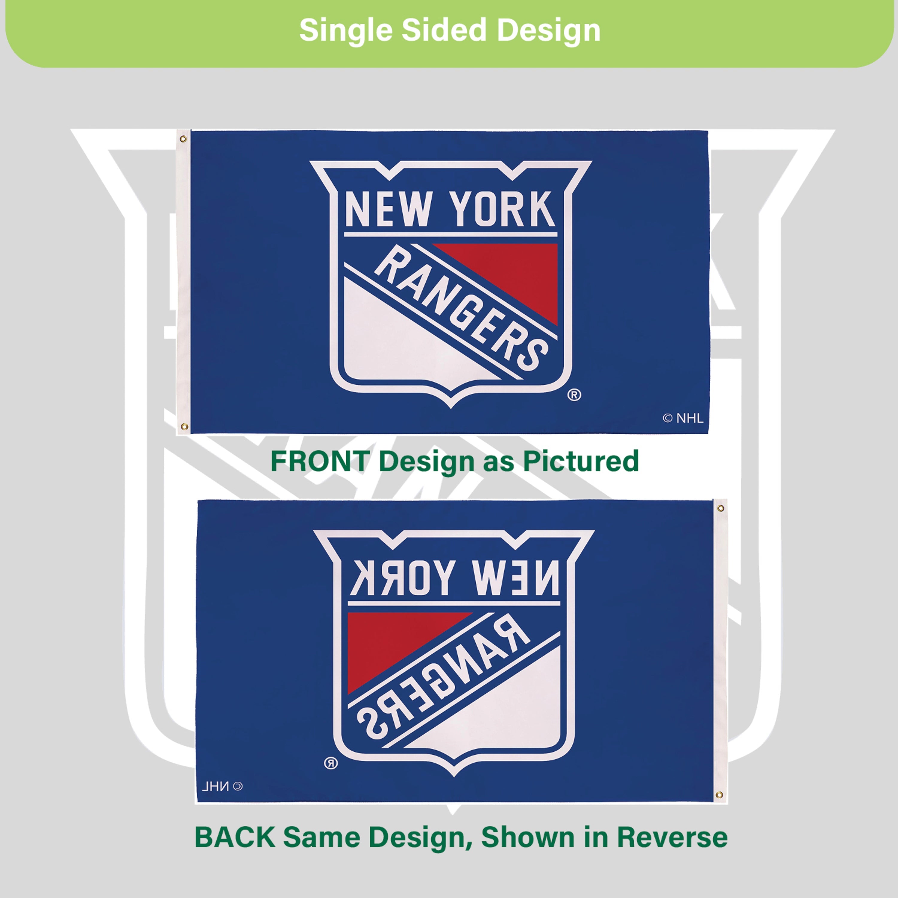 3'x5' Single Sided Flag w/ 2 Grommets, New York Rangers