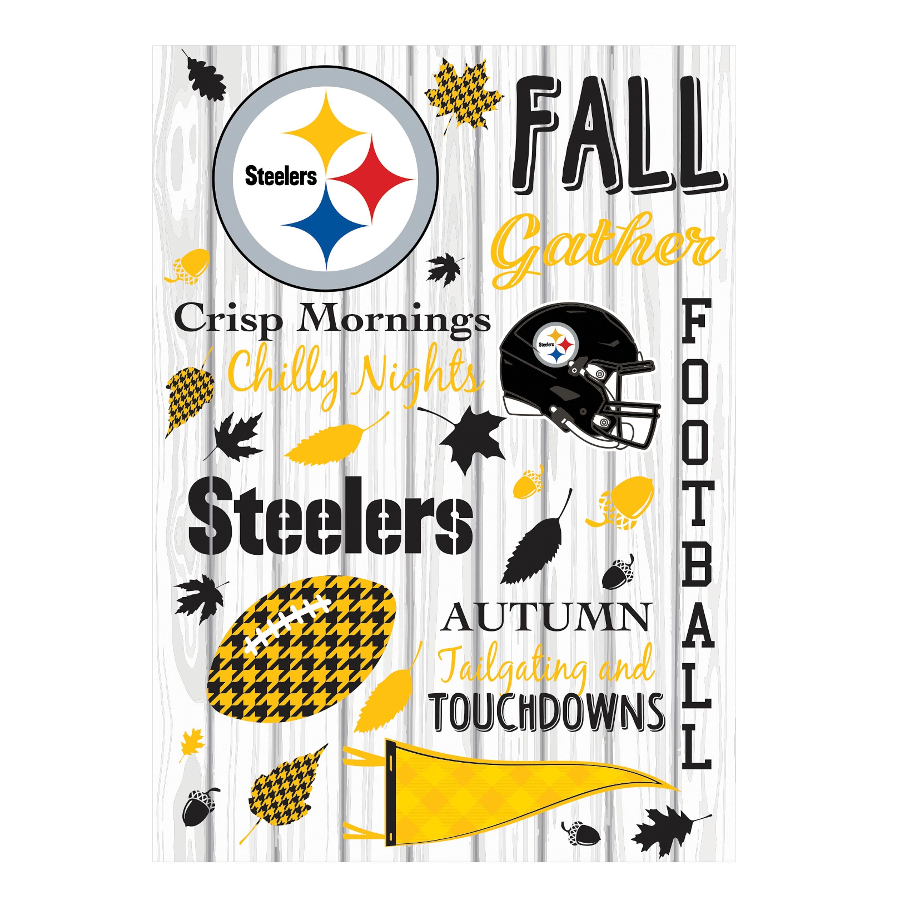 Pittsburgh Steelers, Moire Flag, House Size, Fall Seasonal - Sports Collectibles, Sports Memorabilia, Sports Fan Shop, Sports Gifts