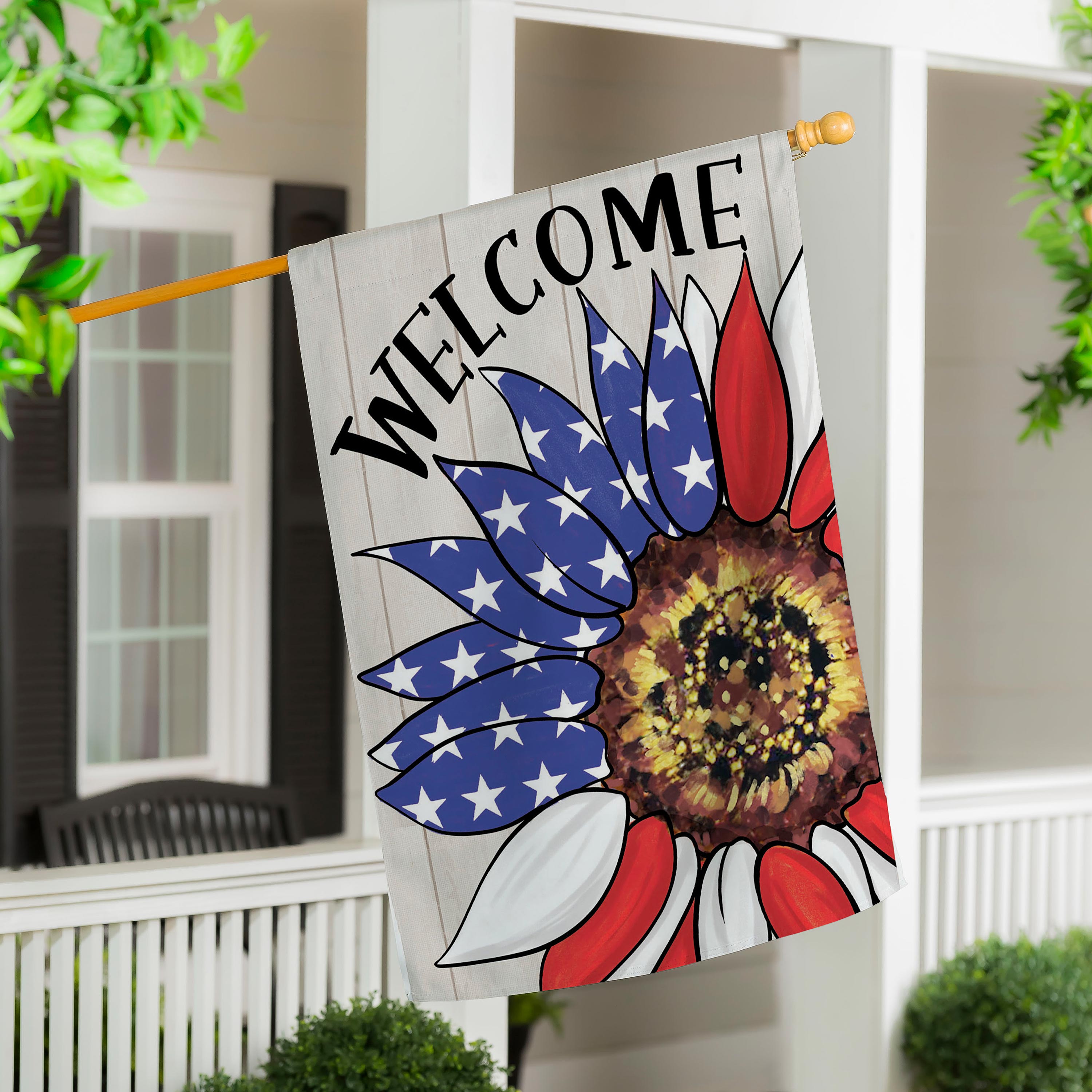 Patriotic Sunflower Burlap House Flag - Sports Collectibles, Sports Memorabilia, Sports Fan Shop, Sports Gifts
