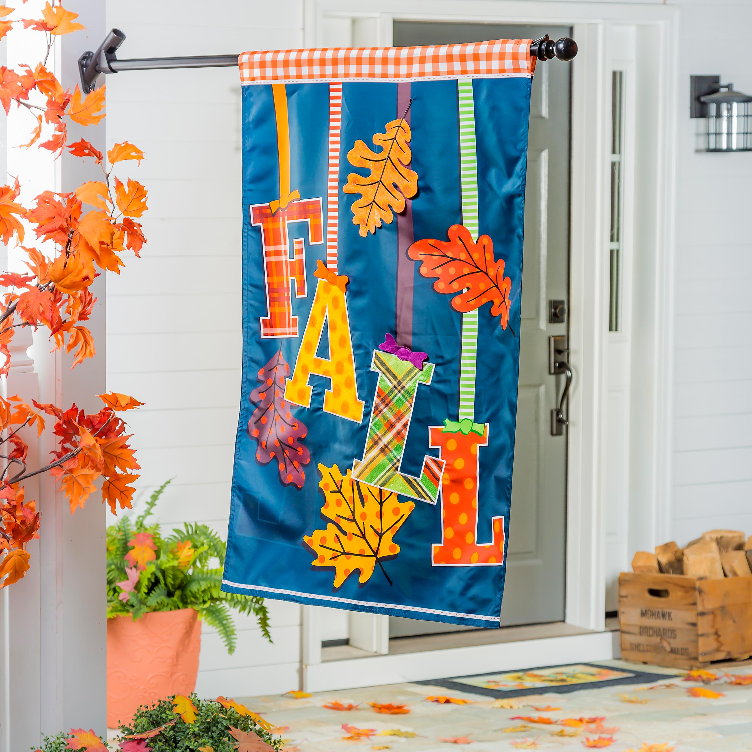 Falling Leaves House Applique Flag - Sports Collectibles, Sports Memorabilia, Sports Fan Shop, Sports Gifts