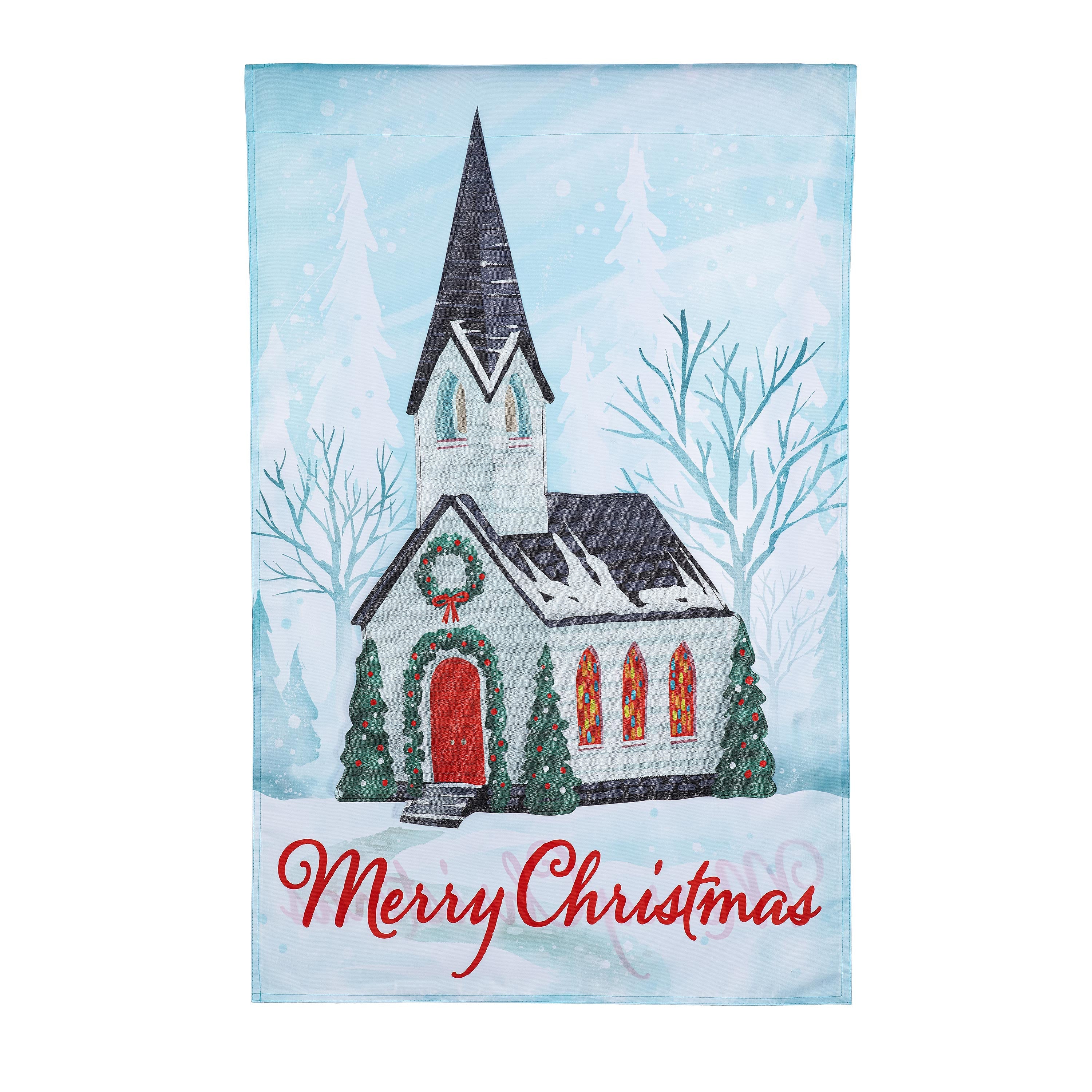 Winter Church Applique House Flag - Sports Collectibles, Sports Memorabilia, Sports Fan Shop, Sports Gifts