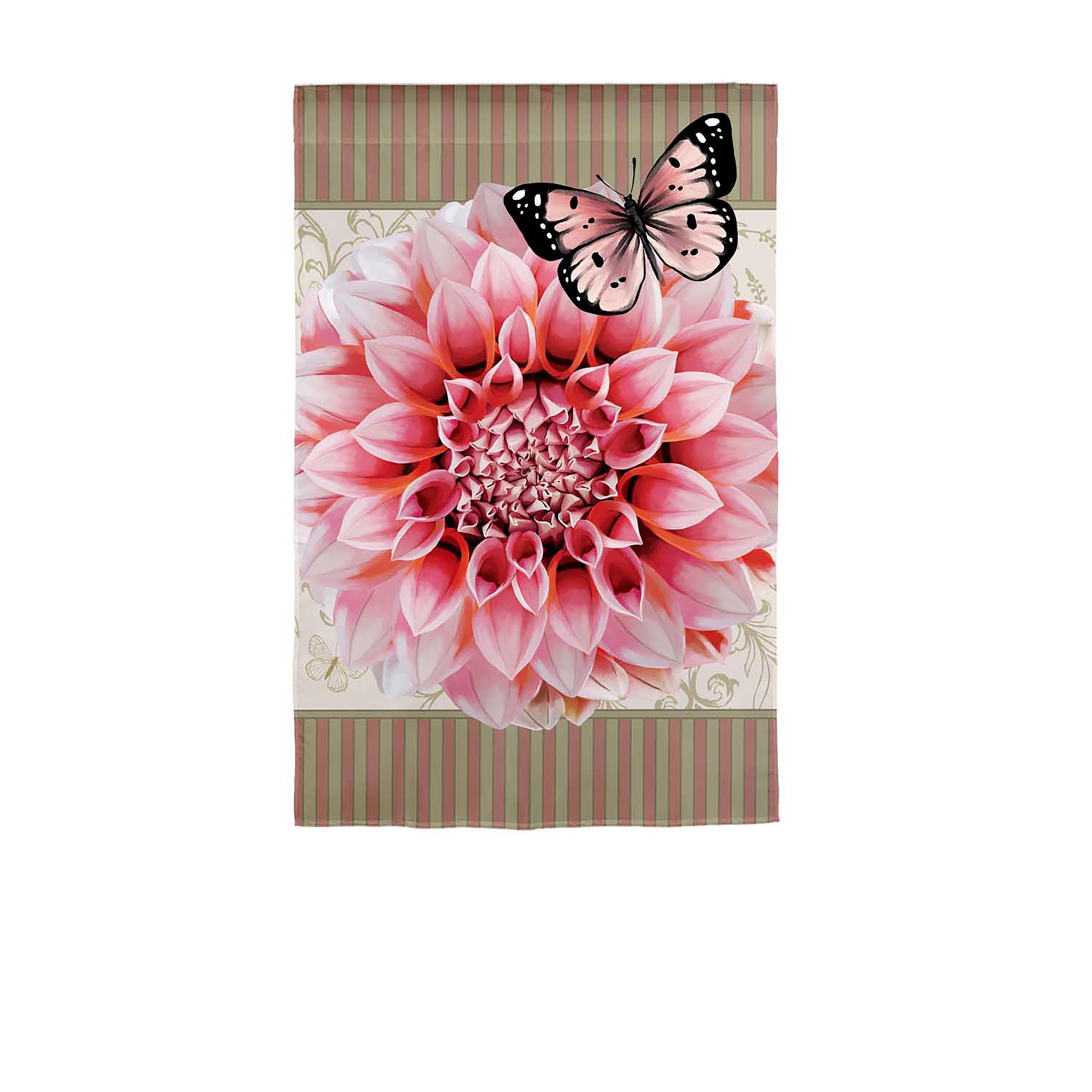 Dahlia & Butterfly Burlap House Flag - Sports Collectibles, Sports Memorabilia, Sports Fan Shop, Sports Gifts