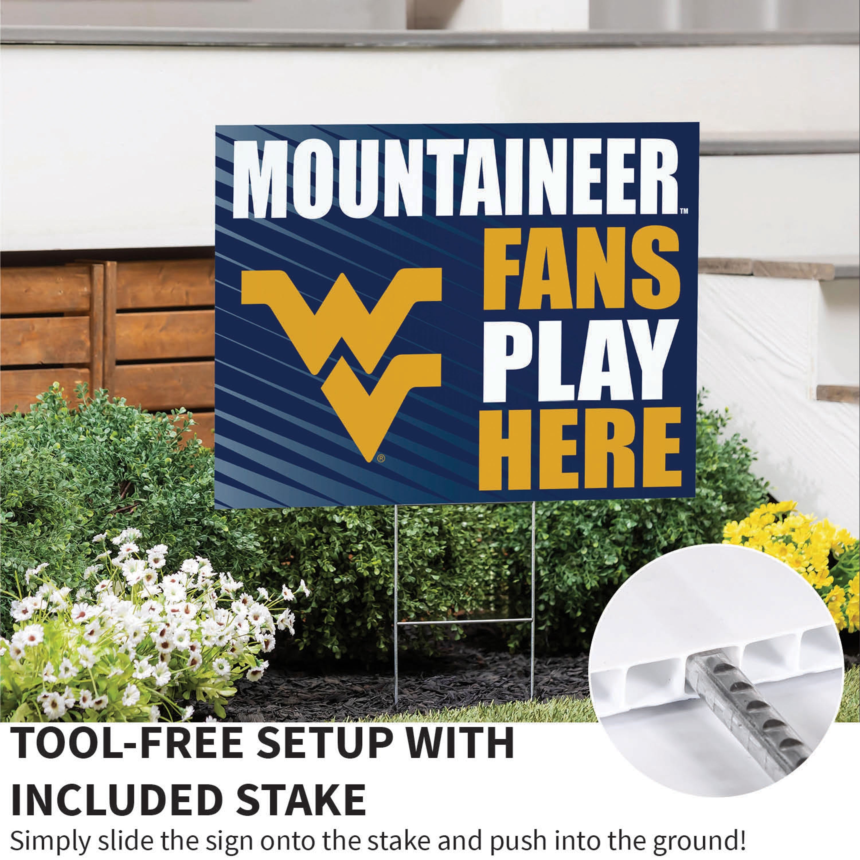 West Virginia University Coroplast Yard Sign "Fans Play Here" - Sports Collectibles, Sports Memorabilia, Sports Fan Shop, Sports Gifts