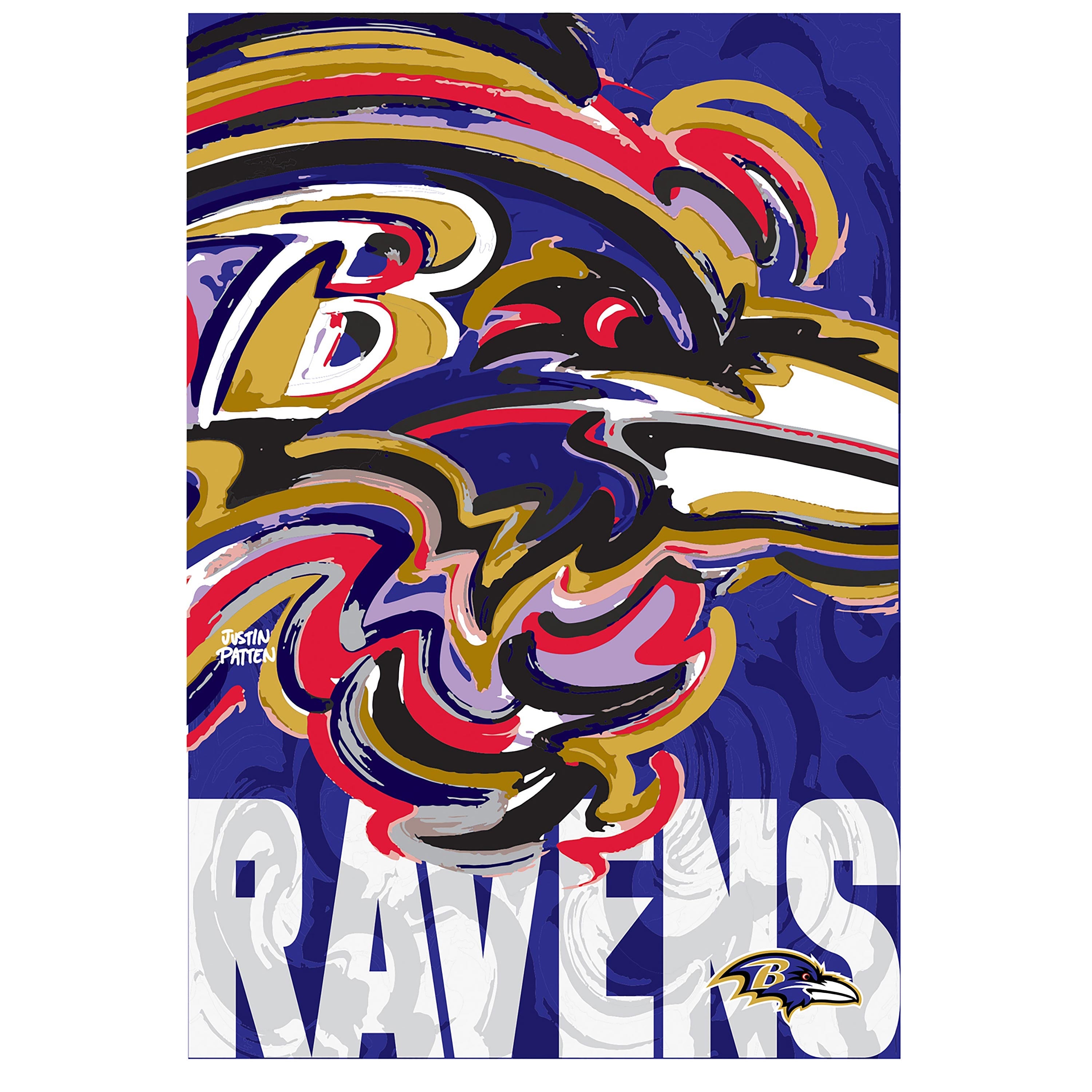 Baltimore Ravens Justin Patten Logo Suede Garden Flag - Sports Collectibles, Sports Memorabilia, Sports Fan Shop, Sports Gifts