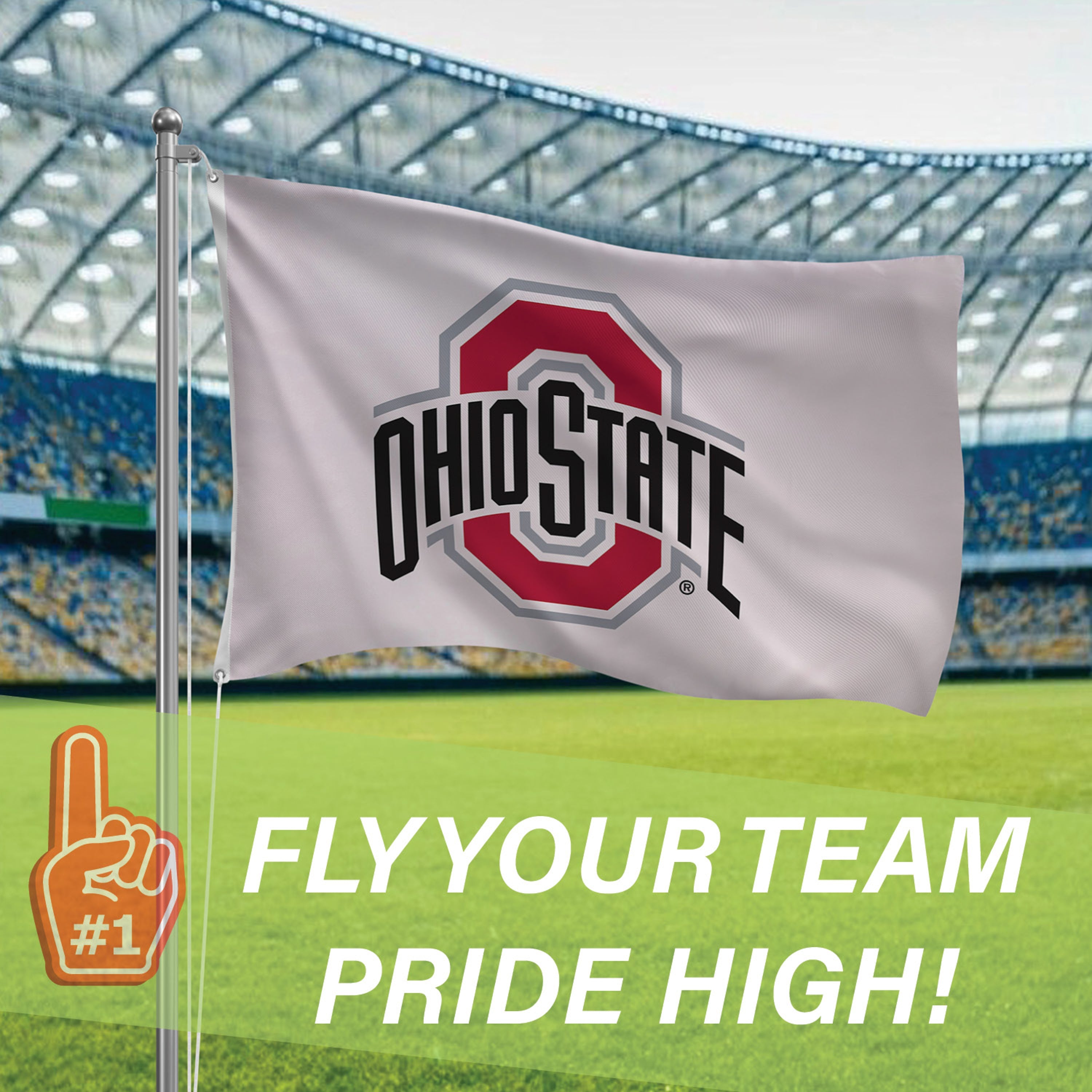 Ohio State University Single Sided Estate Flag with 2 Grommets, 3'x5' - Sports Gifts, Sports Memorabilia, Sports Collectibles, Fan Shop