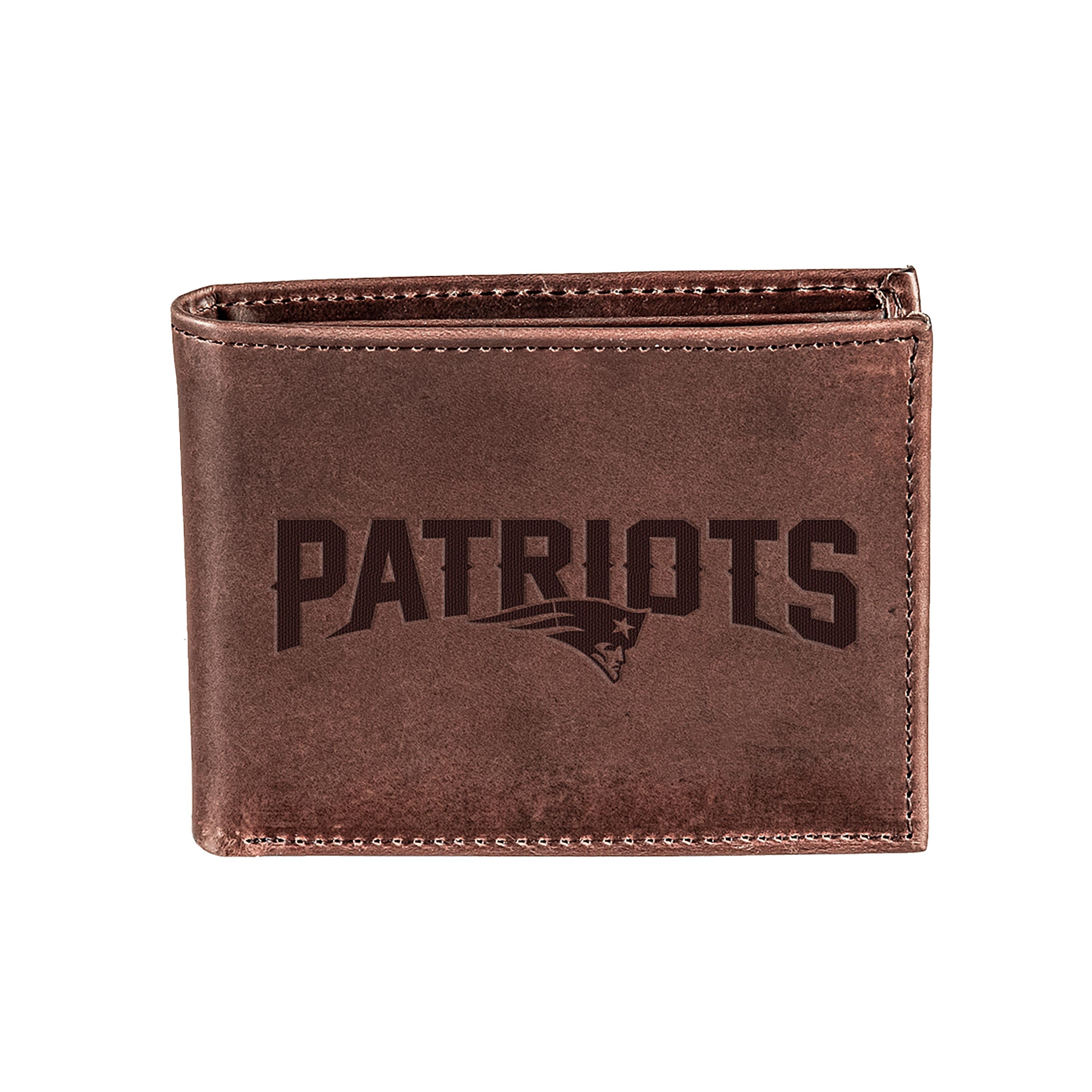 New England Patriots, Bi-Fold Wallet, Brown, CH, 100% Genuine Leather - Sports Collectibles, Sports Memorabilia, Sports Fan Shop, Sports Gifts
