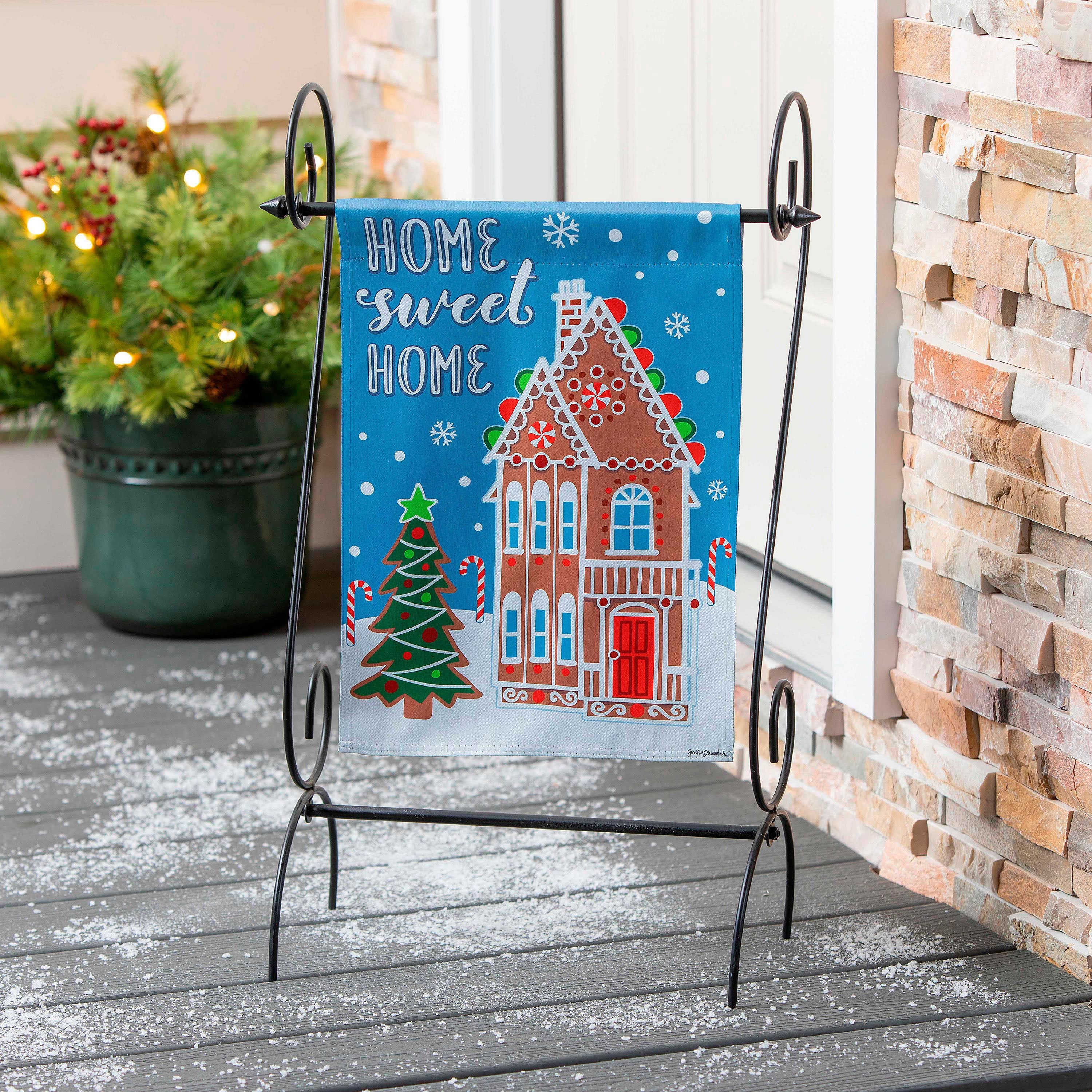 Gingerbread Home Suede Garden Flag - Sports Collectibles, Sports Memorabilia, Sports Fan Shop, Sports Gifts