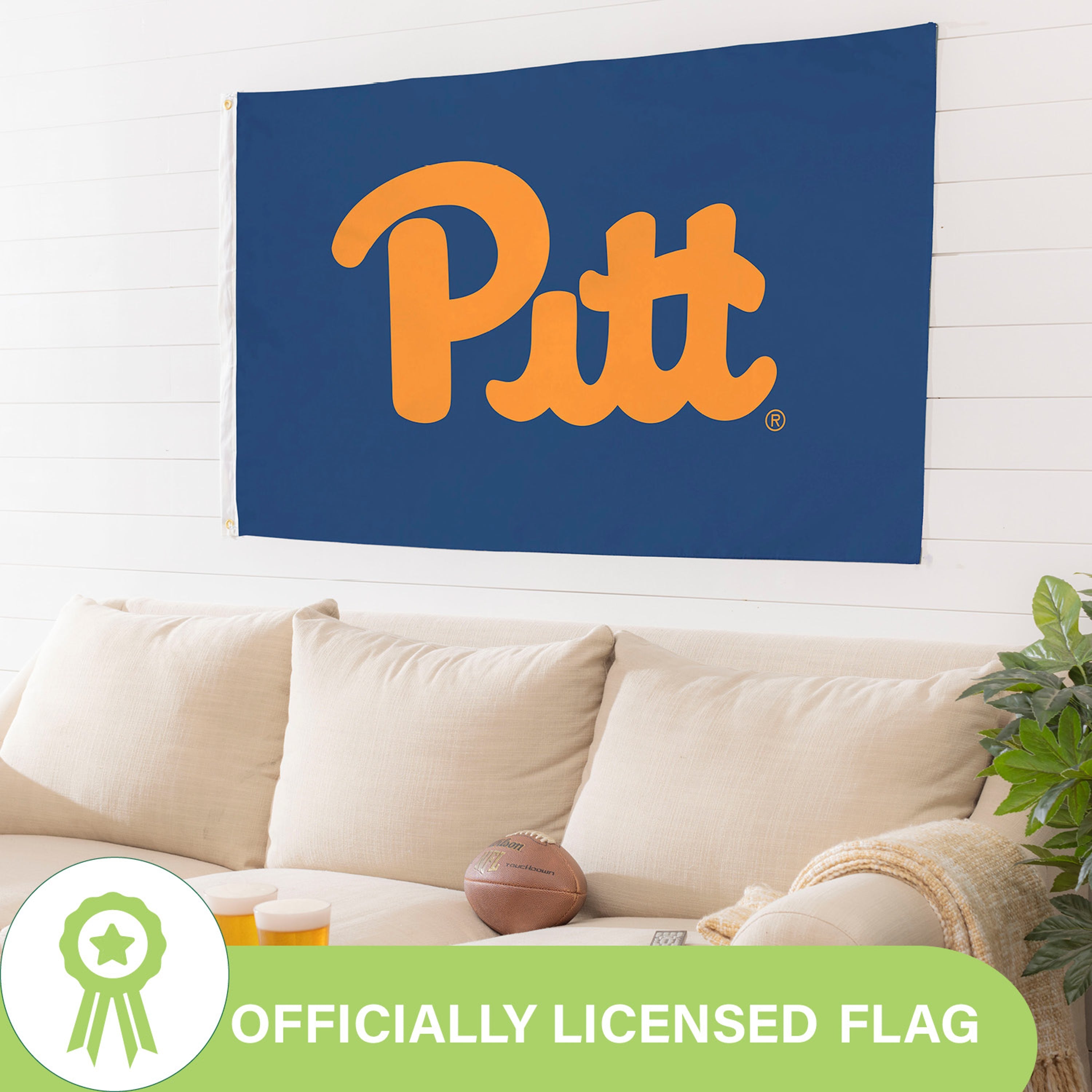 University of Pittsburgh Single Sided Estate Flag with 2 Grommets, 3'x5' - Sports Gifts, Sports Memorabilia, Sports Collectibles, Fan Shop
