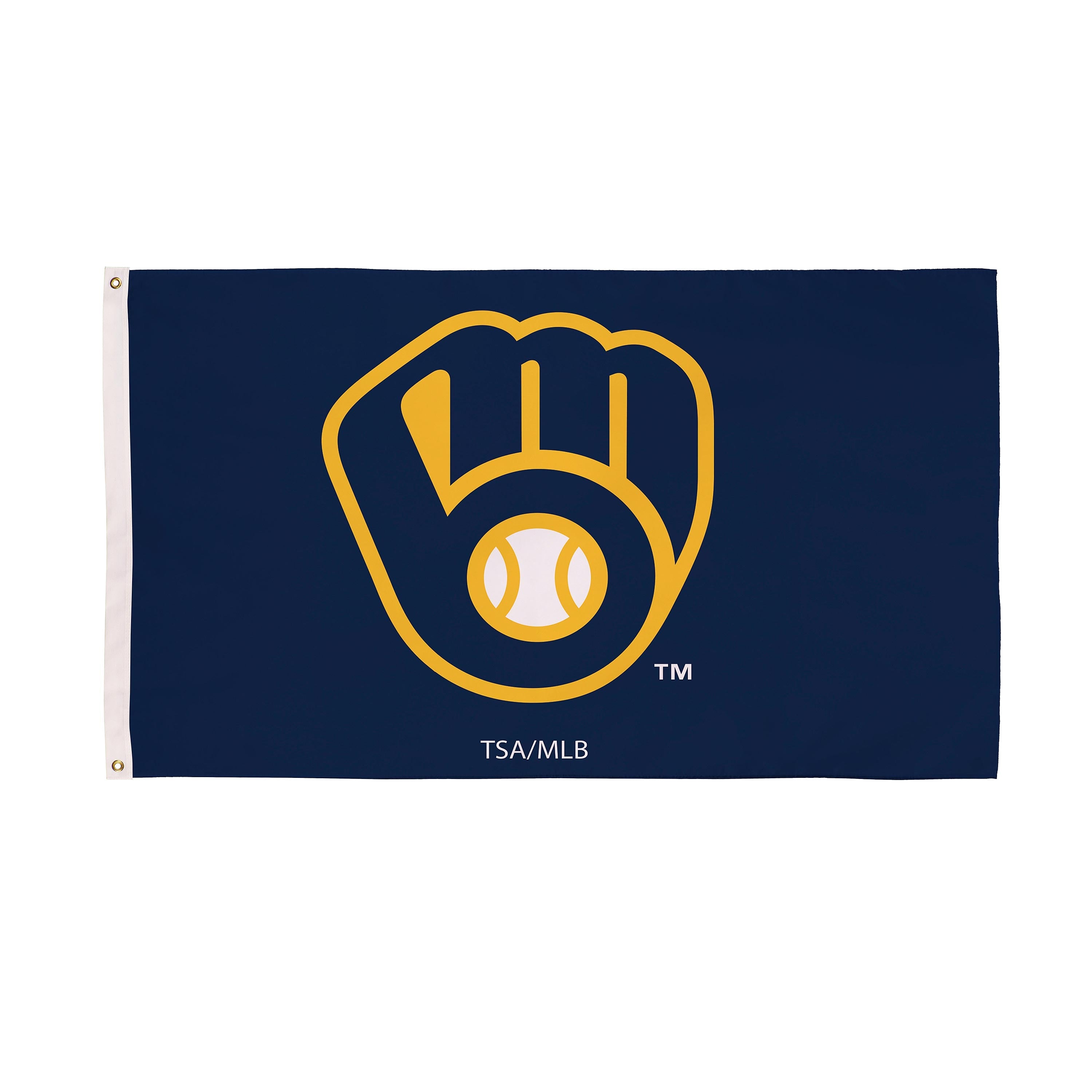 Milwaukee Brewers Single Sided Flag w/ 2 Grommets, 3'x5' - Sports Collectibles, Sports Memorabilia, Sports Fan Shop, Sports Gifts