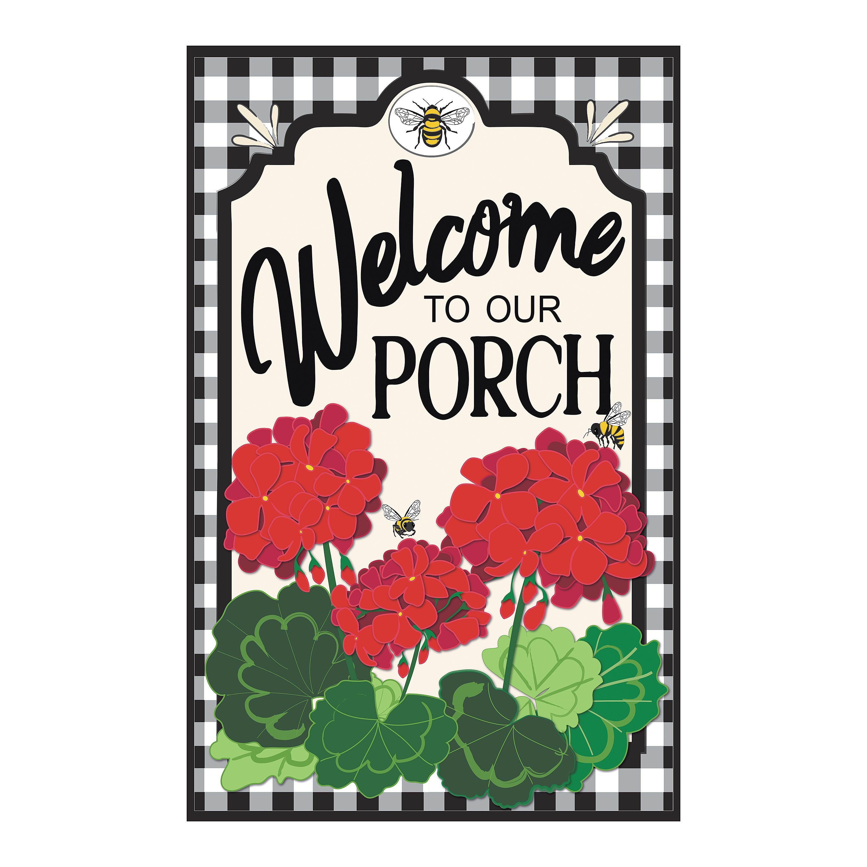 Welcome to Our Porch Geraniums House Applique Flag - Sports Collectibles, Sports Memorabilia, Sports Fan Shop, Sports Gifts