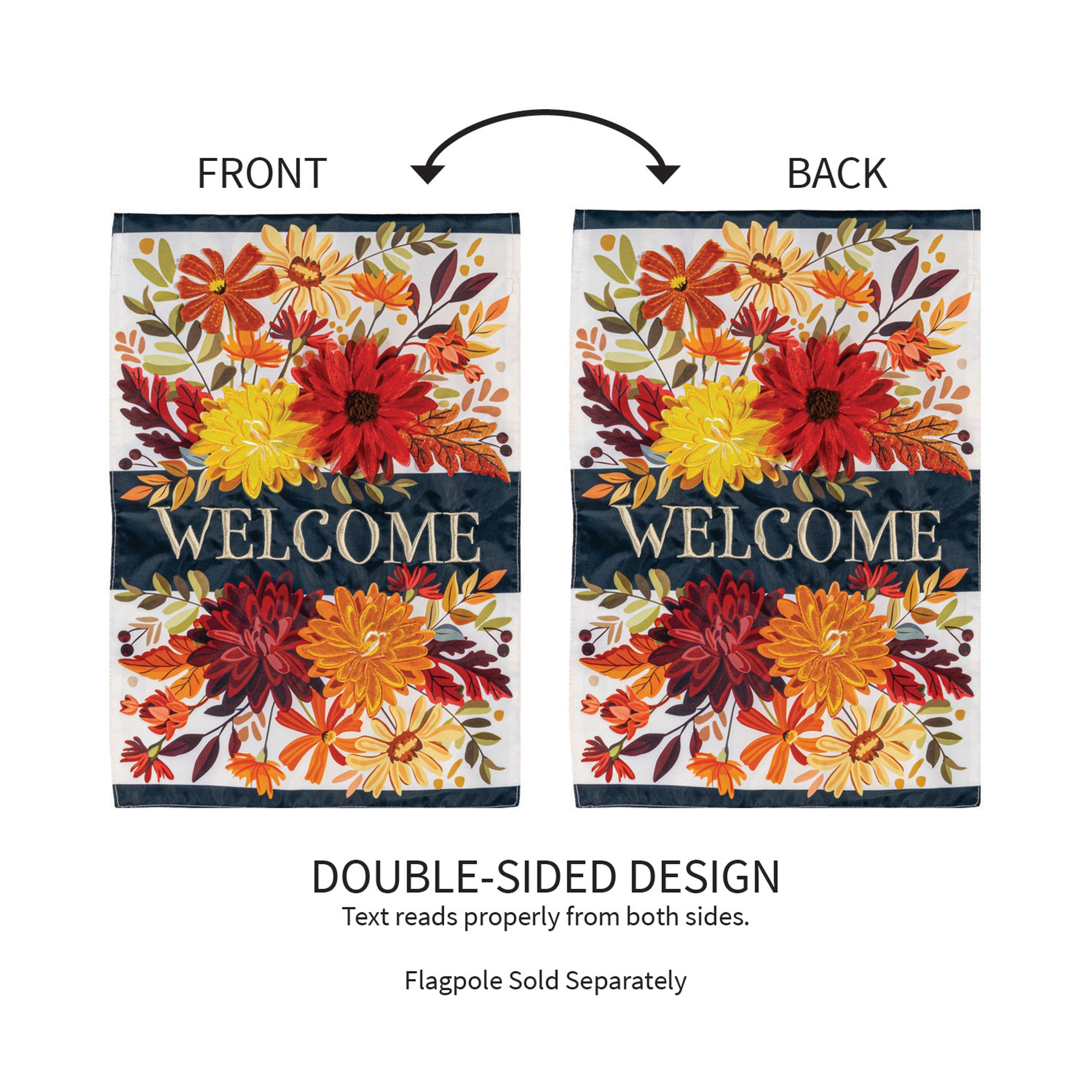 Fall Floral Applique House Flag - Thumbnail 4