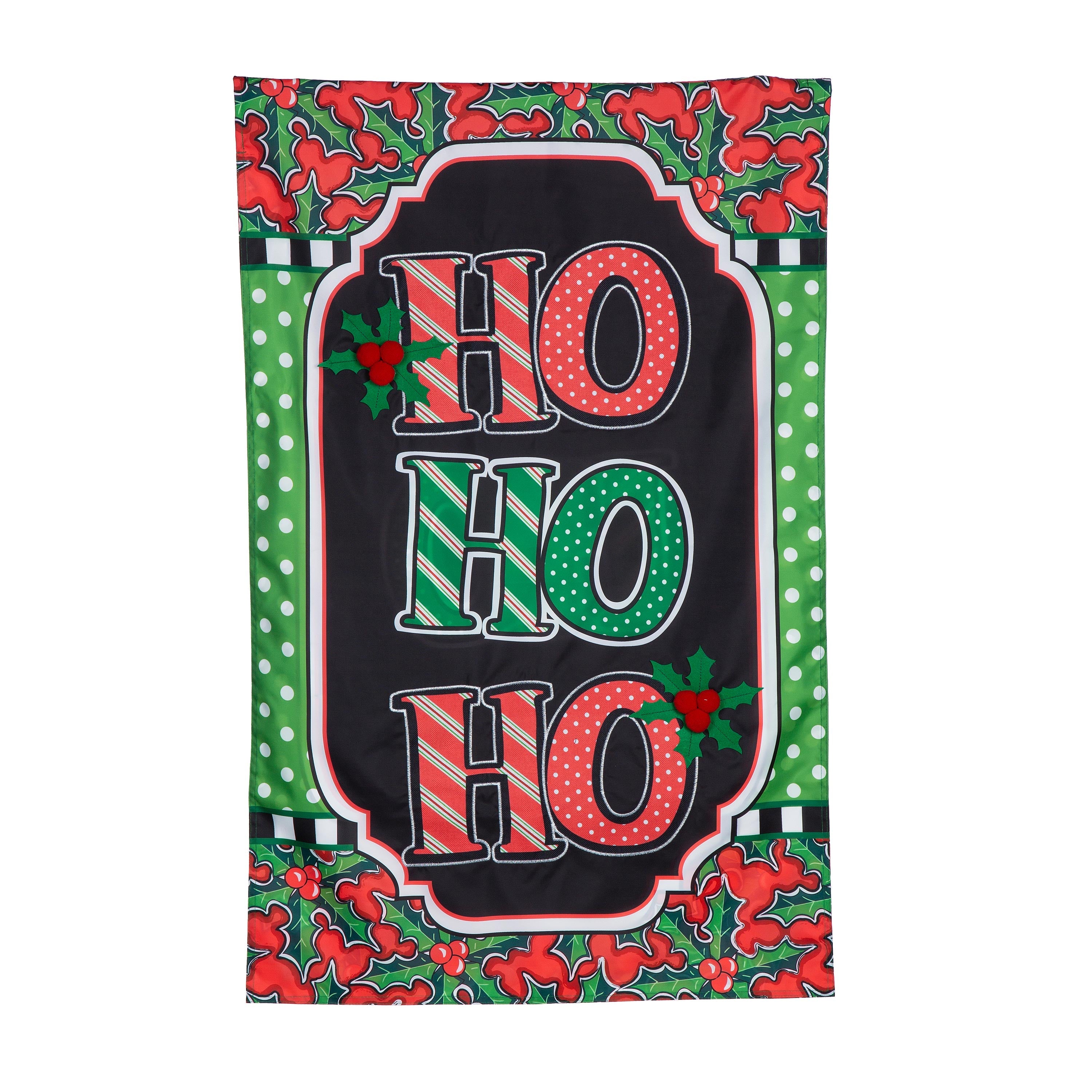 Ho Ho Ho Applique House Flag - Sports Gifts, Sports Memorabilia, Sports Collectibles, Fan Shop