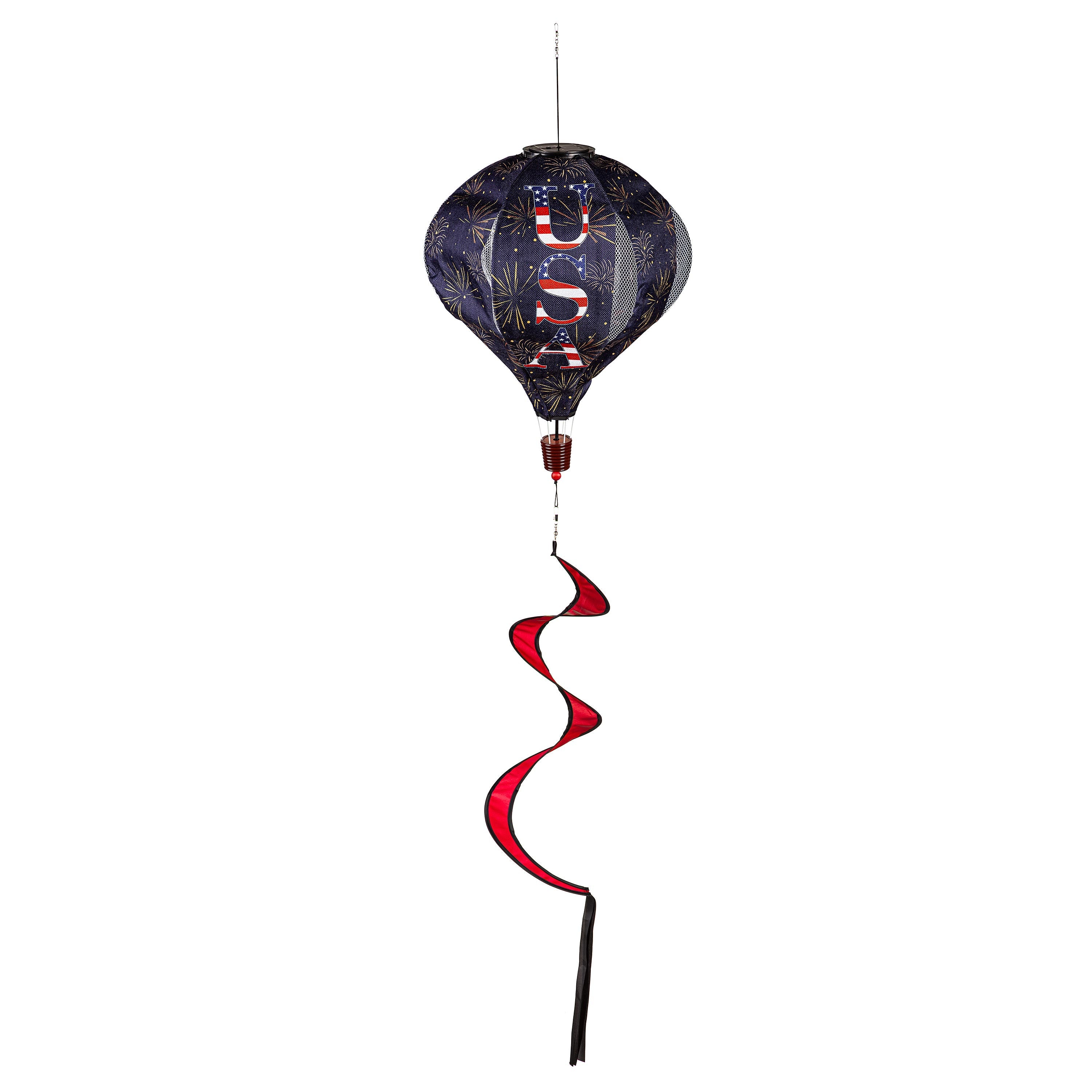 God Bless the USA Solar Lit Burlap Balloon Spinner - Sports Collectibles, Sports Memorabilia, Sports Fan Shop, Sports Gifts