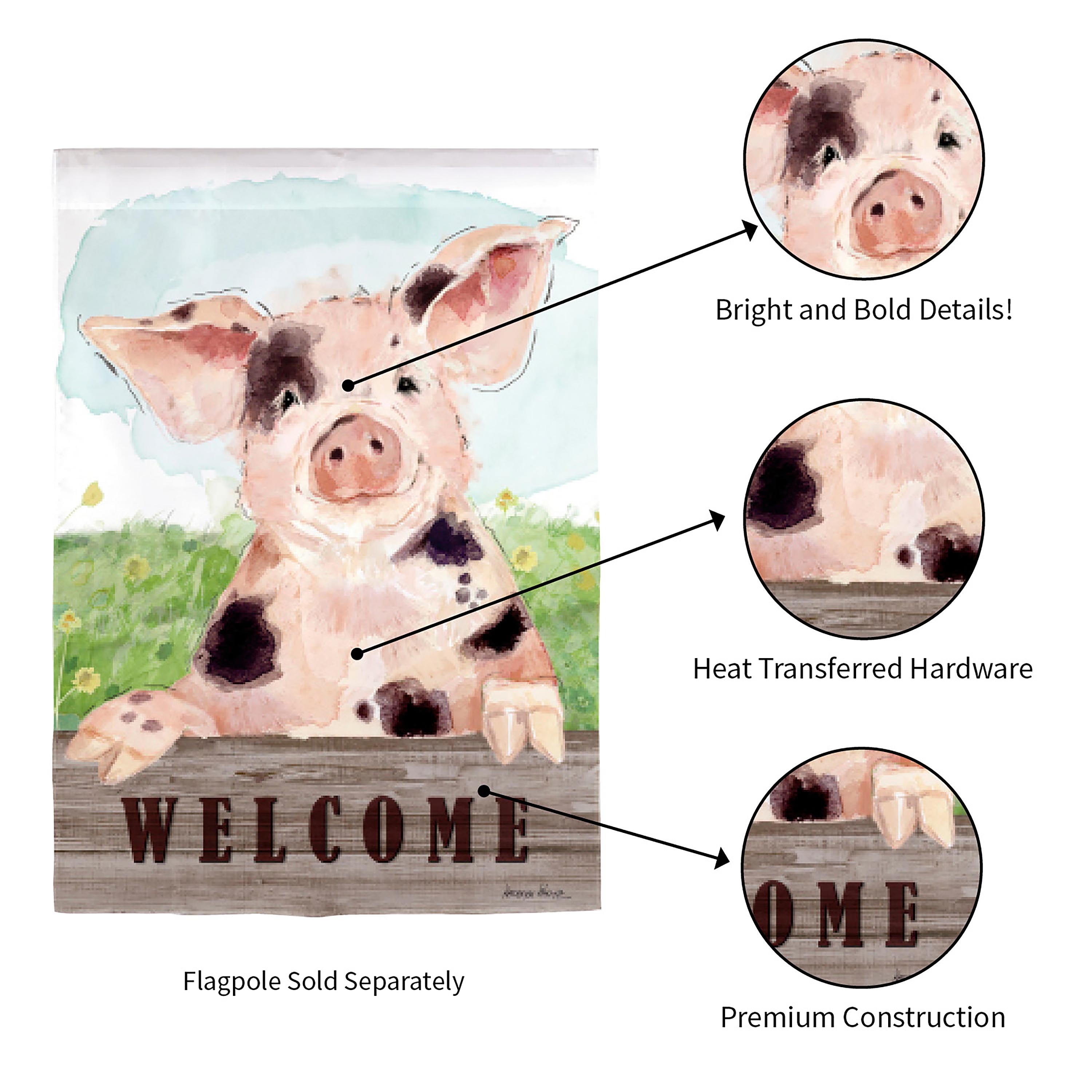 Spotted Pig Garden Suede Flag - Sports Collectibles, Sports Memorabilia, Sports Fan Shop, Sports Gifts