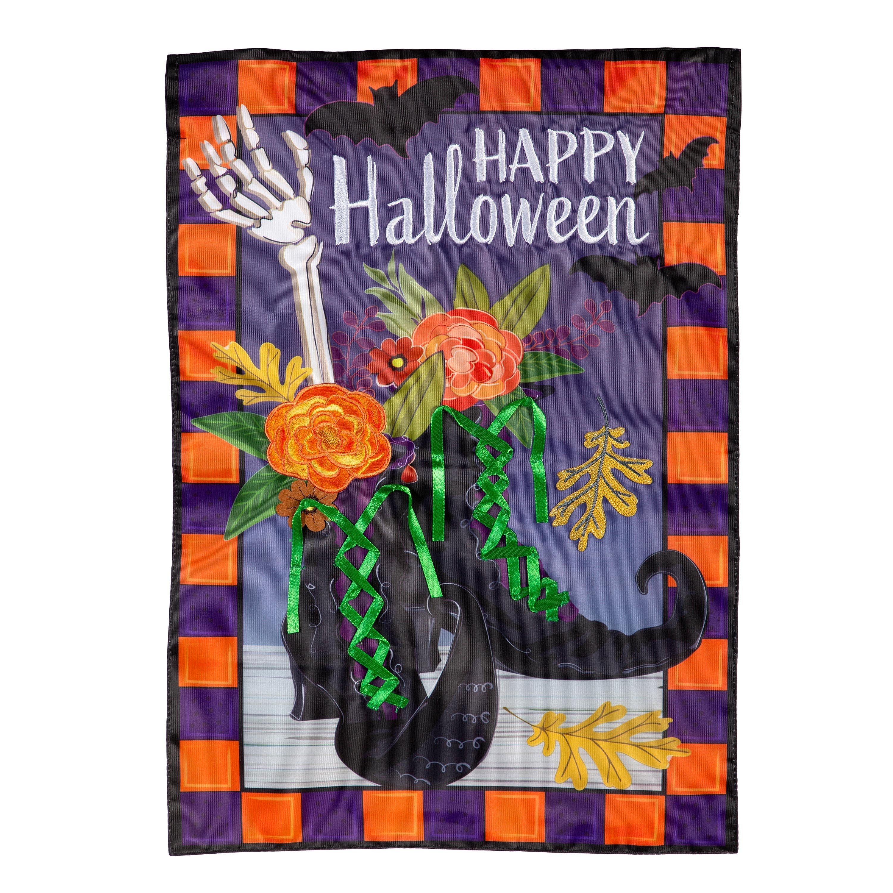 Happy Halloween Witches Boots Applique Garden Flag - Sports Collectibles, Sports Memorabilia, Sports Fan Shop, Sports Gifts