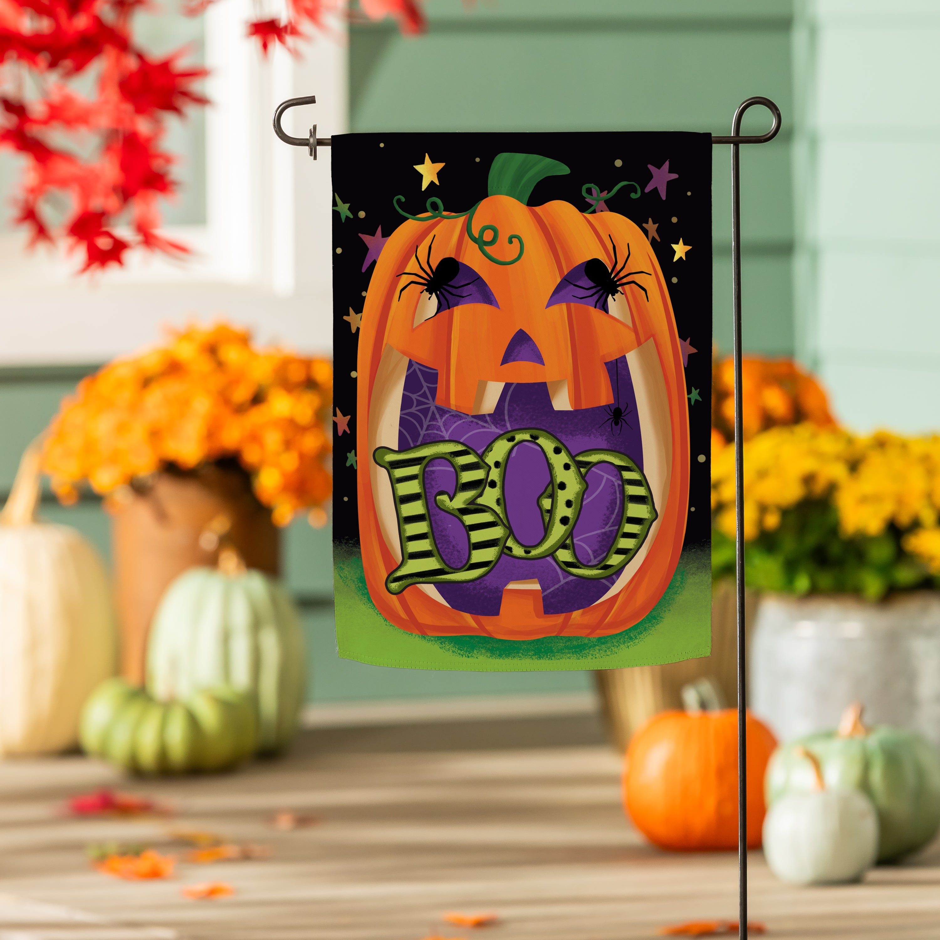 Boo Jack Pumpkin Suede Garden Flag - Sports Gifts, Sports Memorabilia, Sports Collectibles, Fan Shop