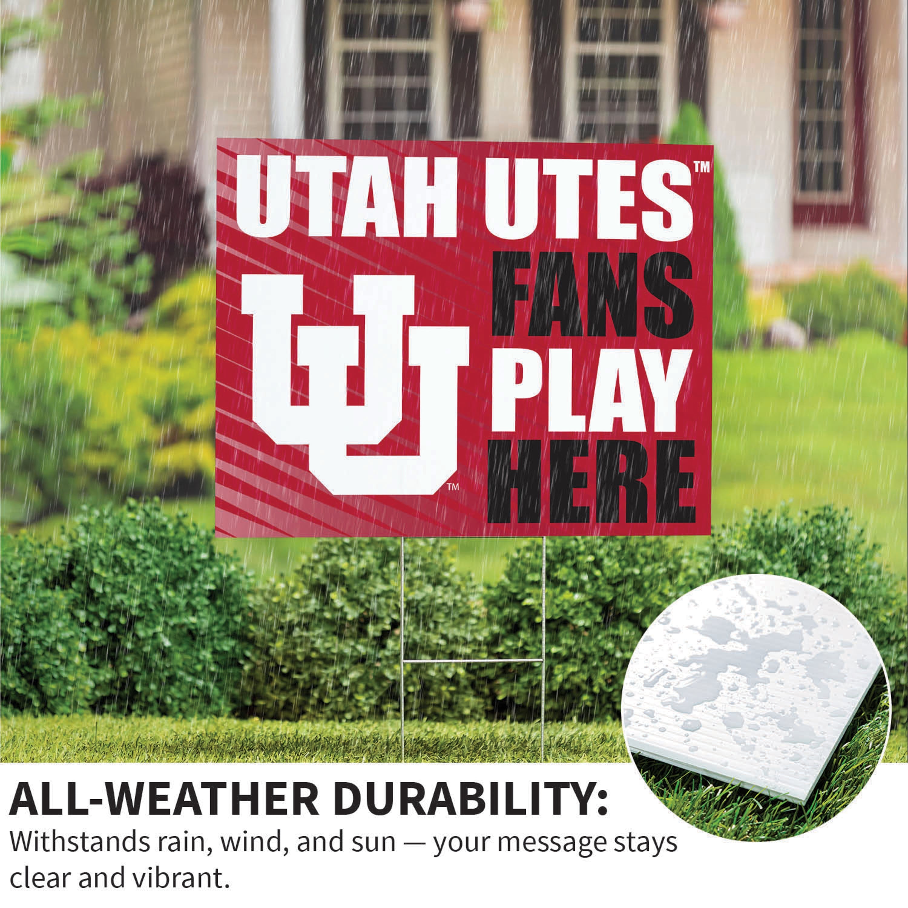 University of Utah Coroplast Yard Sign "Fans Play Here" - Sports Collectibles, Sports Memorabilia, Sports Fan Shop, Sports Gifts