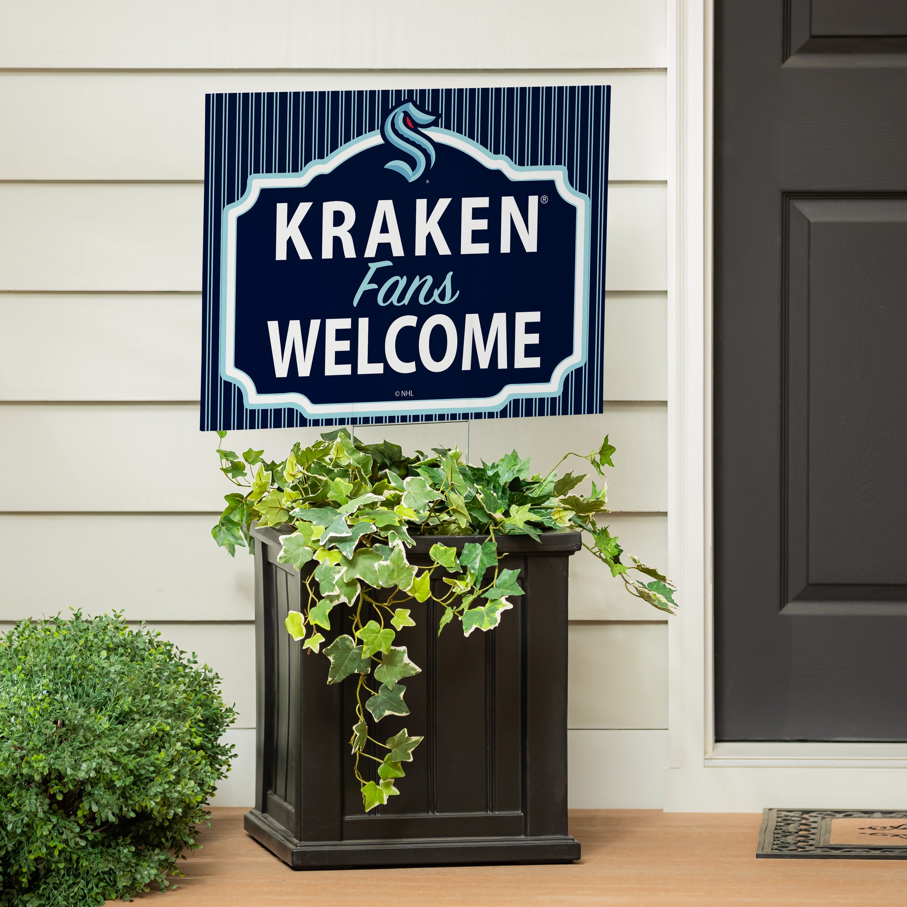 Seattle Kraken Coroplast Yard Sign, "Fans Welcome" - Sports Collectibles, Sports Memorabilia, Sports Fan Shop, Sports Gifts