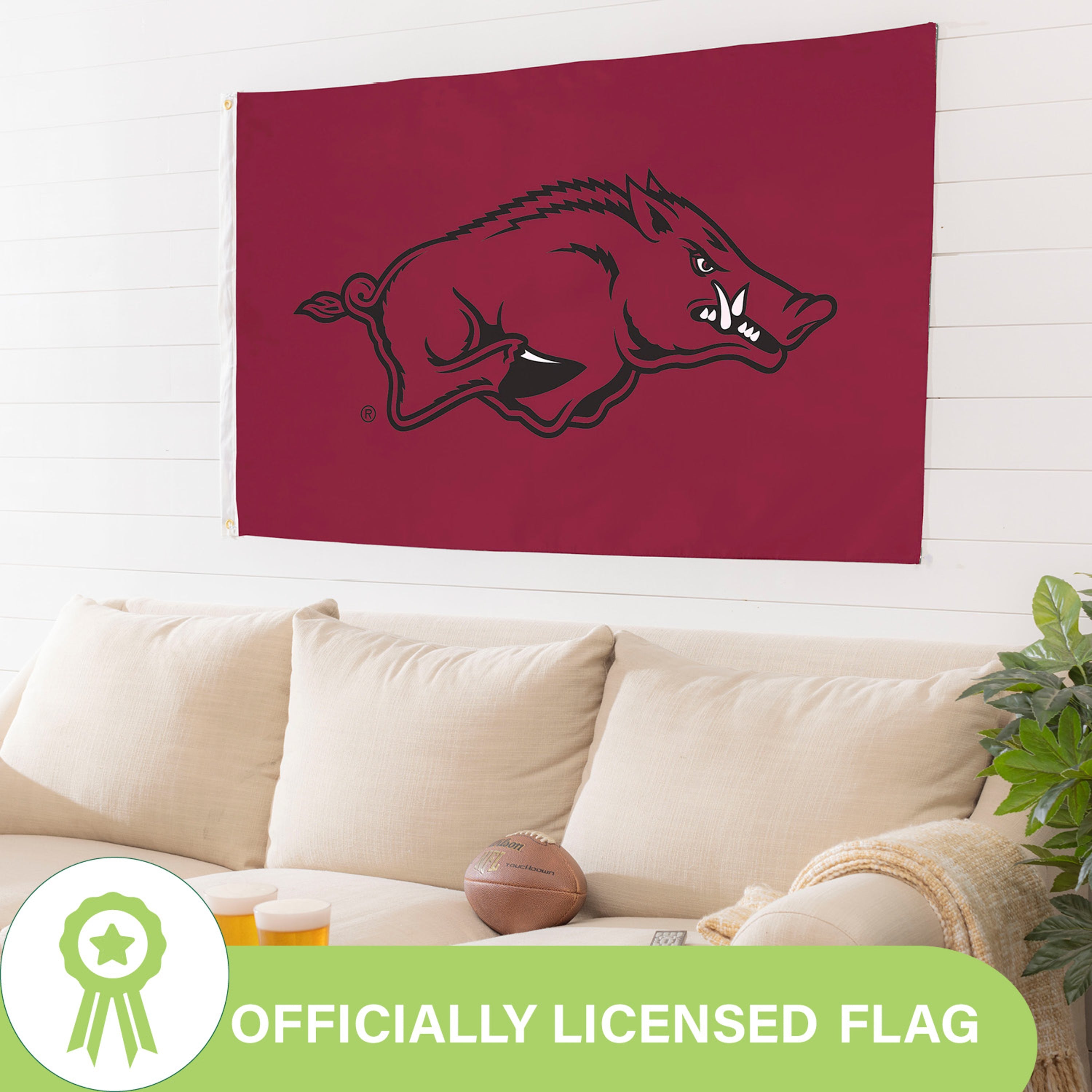 University of Arkansas Single Sided Estate Flag with 2 Grommets, 3'x5' - Sports Gifts, Sports Memorabilia, Sports Collectibles, Fan Shop