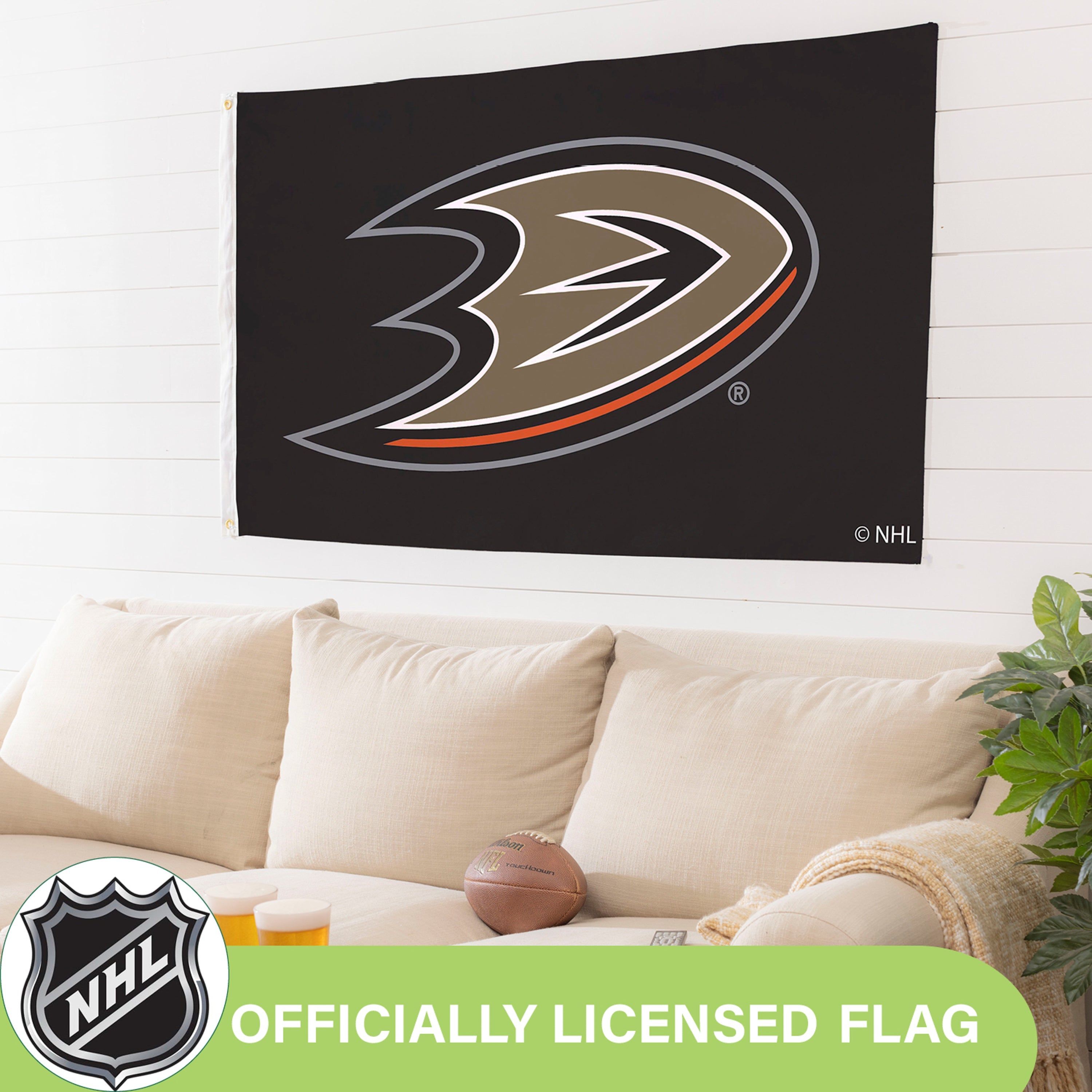 3'x5' Single Sided Flag w/ 2 Grommets, Anaheim Ducks - Sports Gifts, Sports Memorabilia, Sports Collectibles, Fan Shop