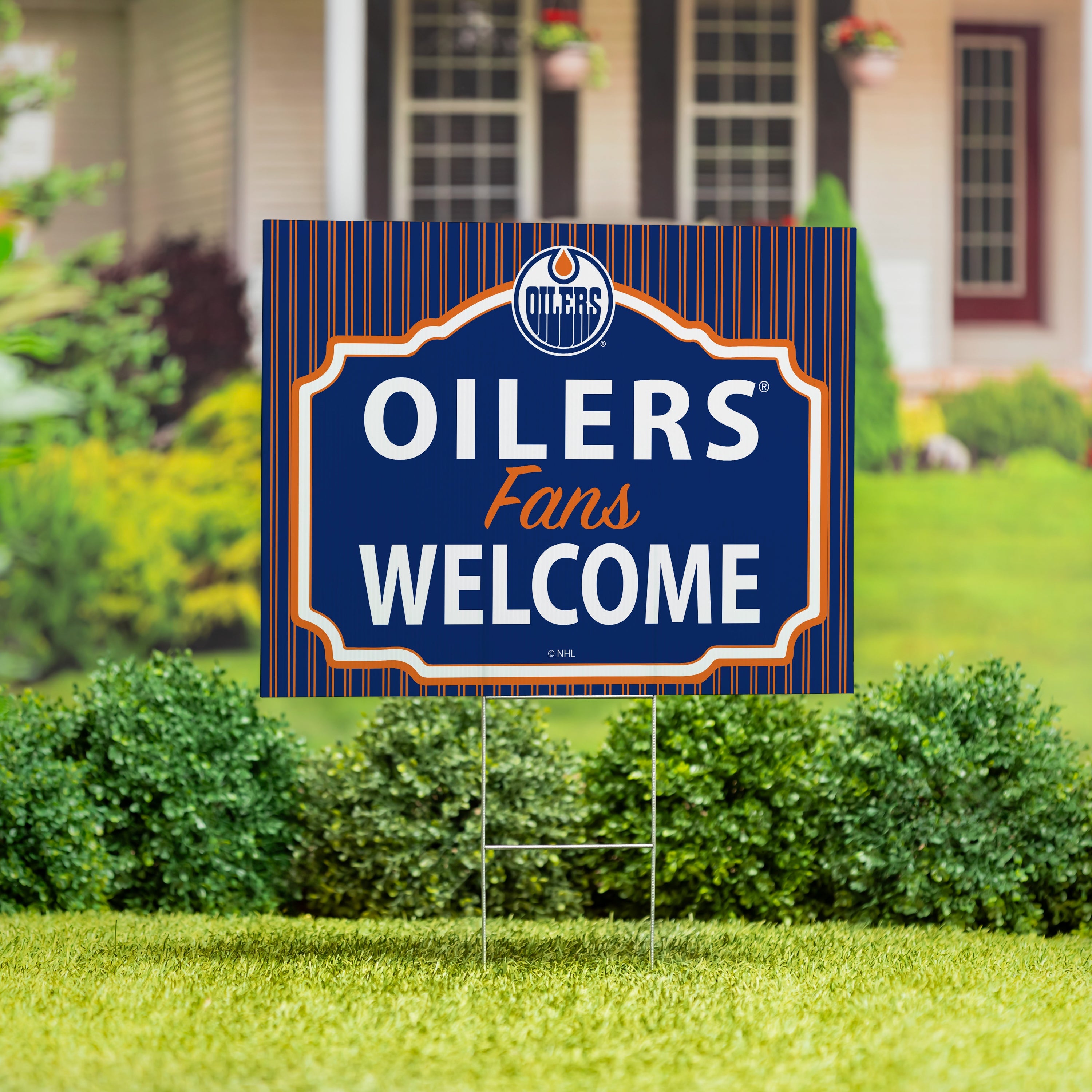 Edmonton Oilers Coroplast Yard Sign, "Fans Welcome" - Sports Collectibles, Sports Memorabilia, Sports Fan Shop, Sports Gifts