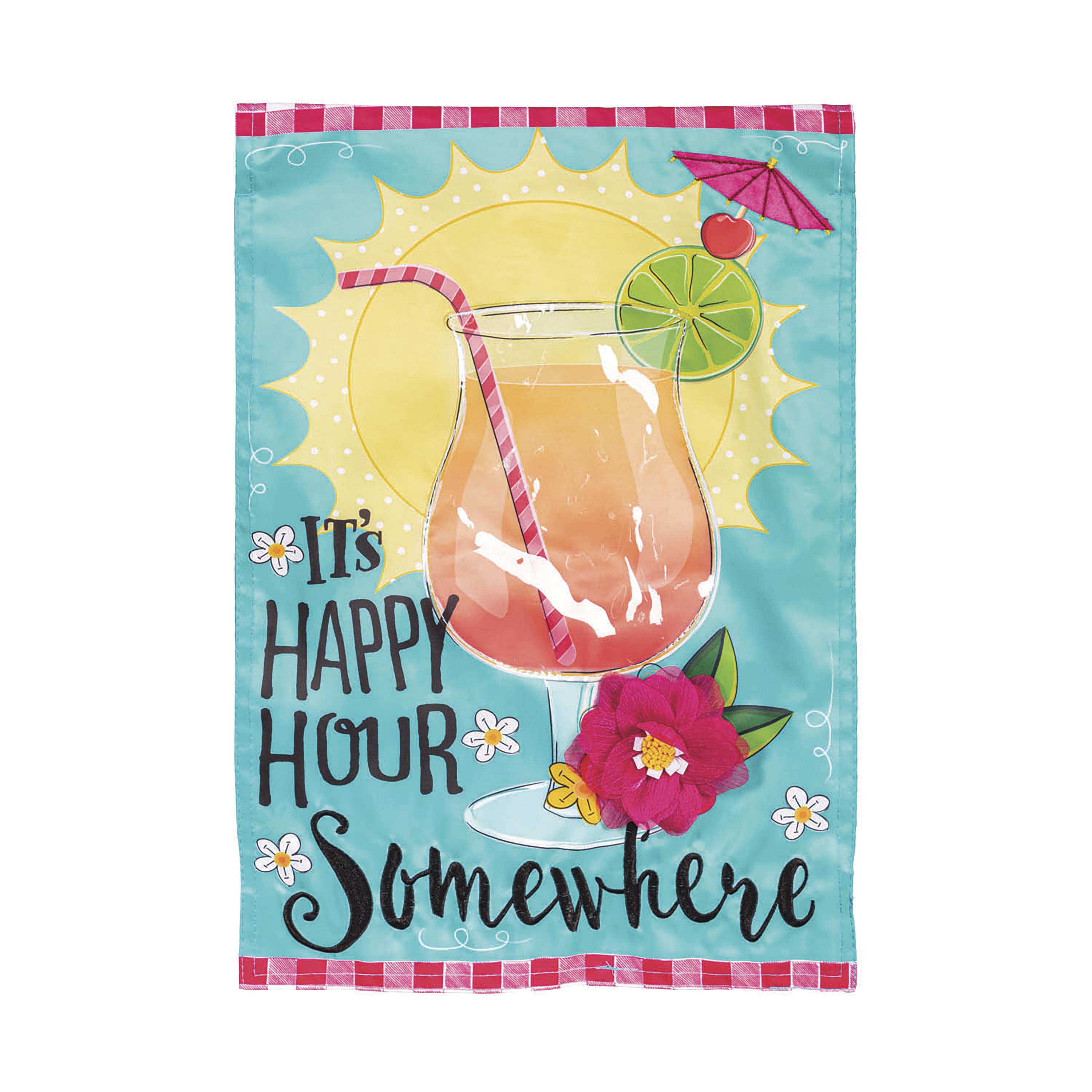 It's Happy Hour Somewhere Applique Garden Flag - Sports Collectibles, Sports Memorabilia, Sports Fan Shop, Sports Gifts