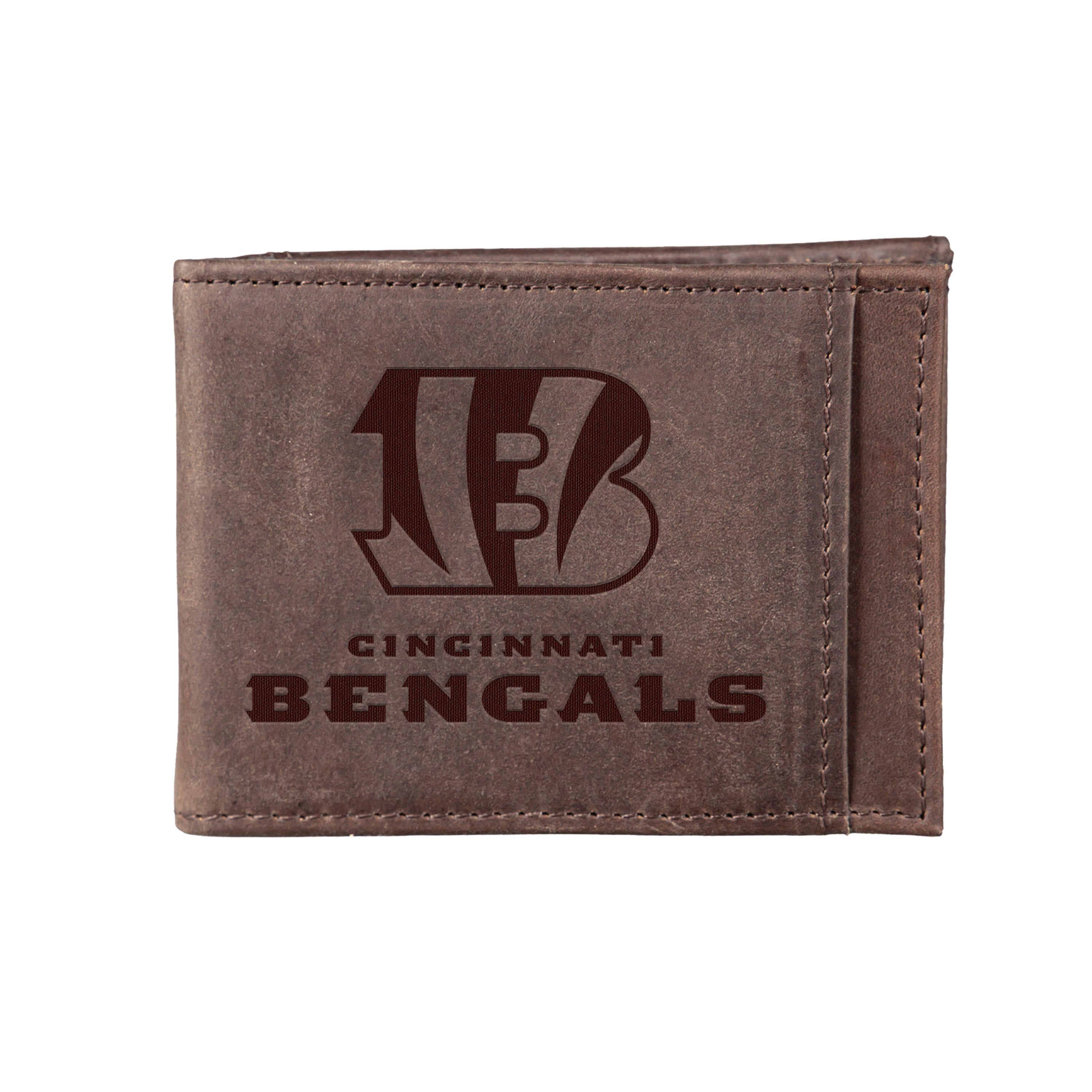 Front Pocket Wallet w/ RFID Blocking, Cincinnati Bengals, Brown - Sports Collectibles, Sports Memorabilia, Sports Fan Shop, Sports Gifts