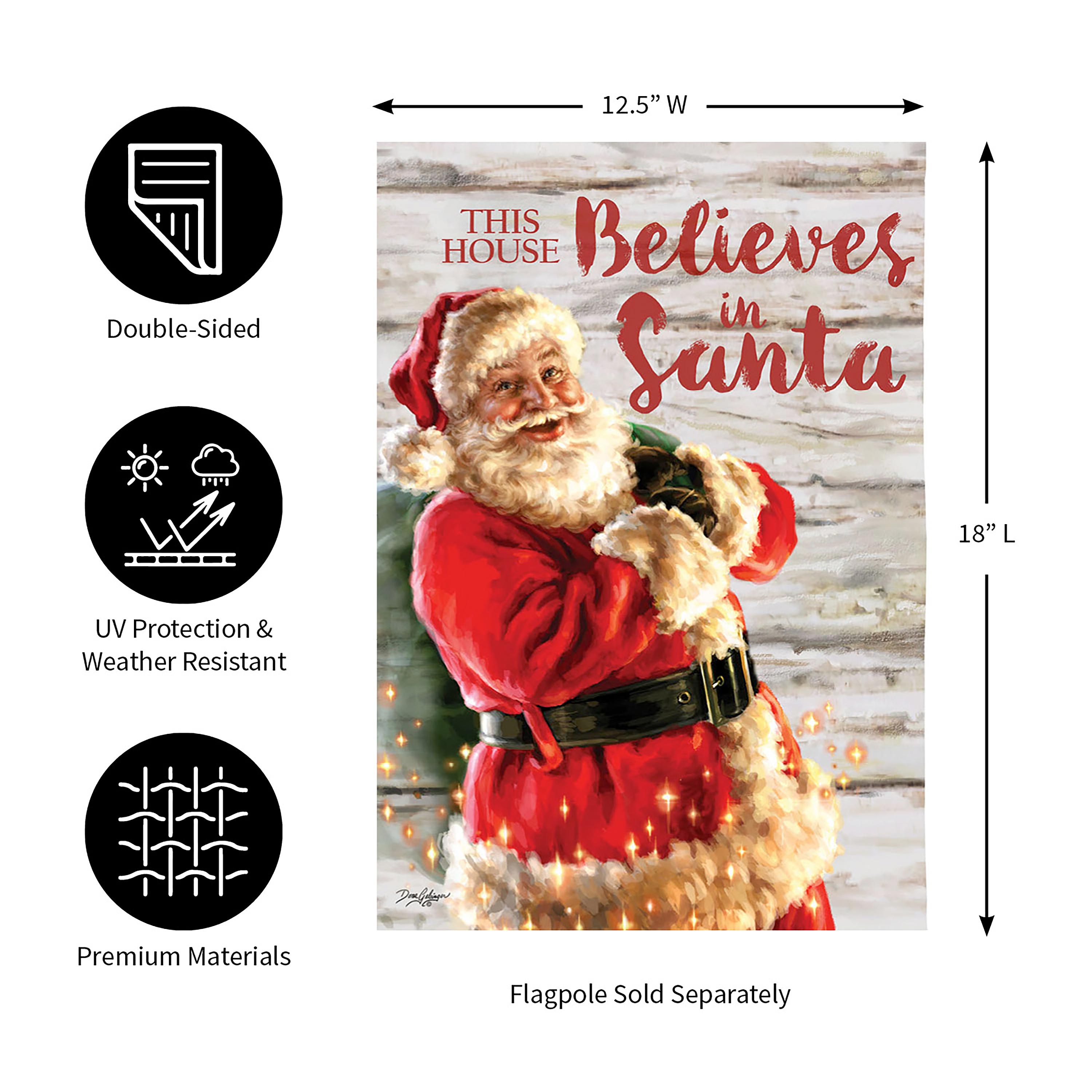 This House Believes in Santa Garden Suede Flag - Sports Collectibles, Sports Memorabilia, Sports Fan Shop, Sports Gifts
