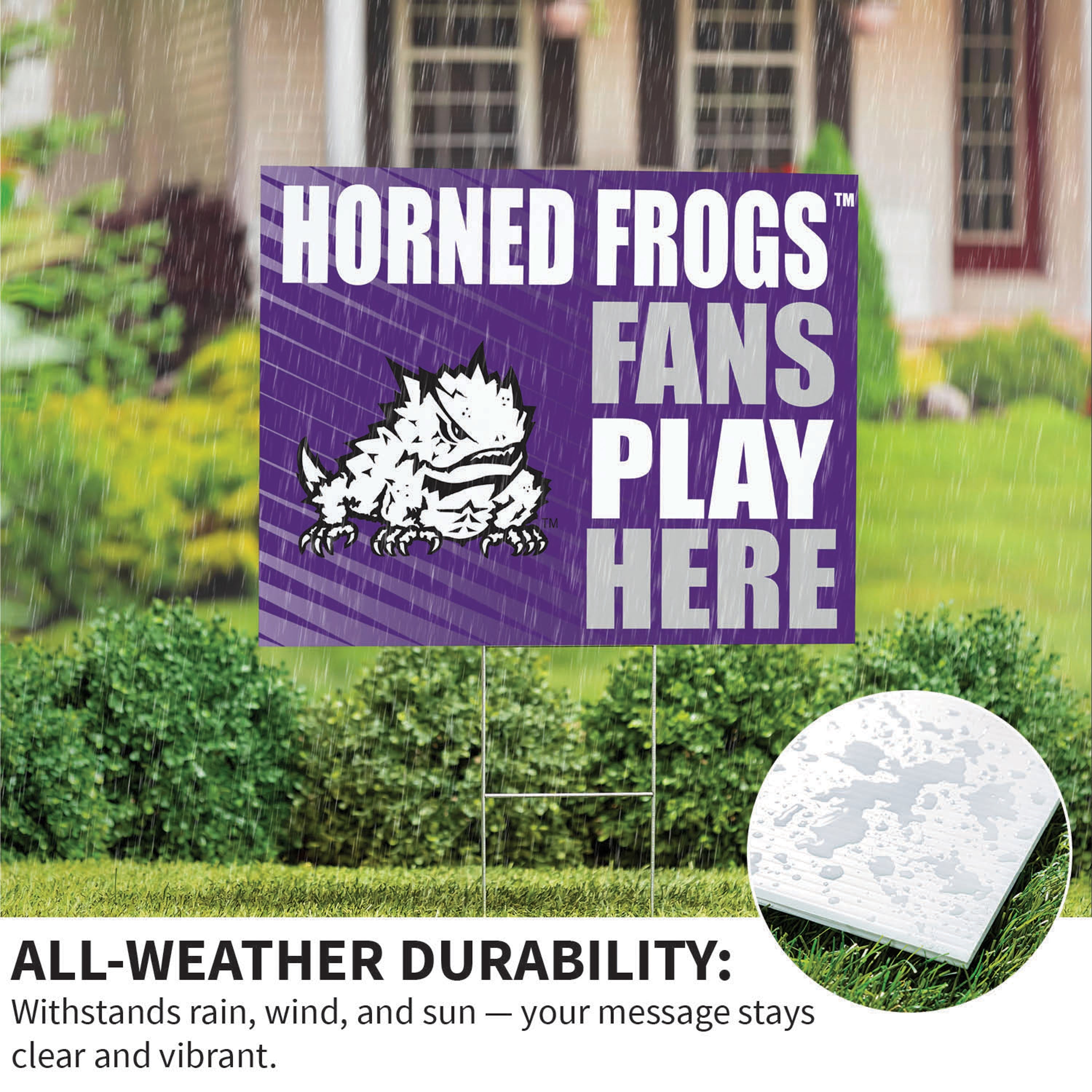 Texas Christian University Coroplast Yard Sign "Fans Play Here" - Sports Collectibles, Sports Memorabilia, Sports Fan Shop, Sports Gifts