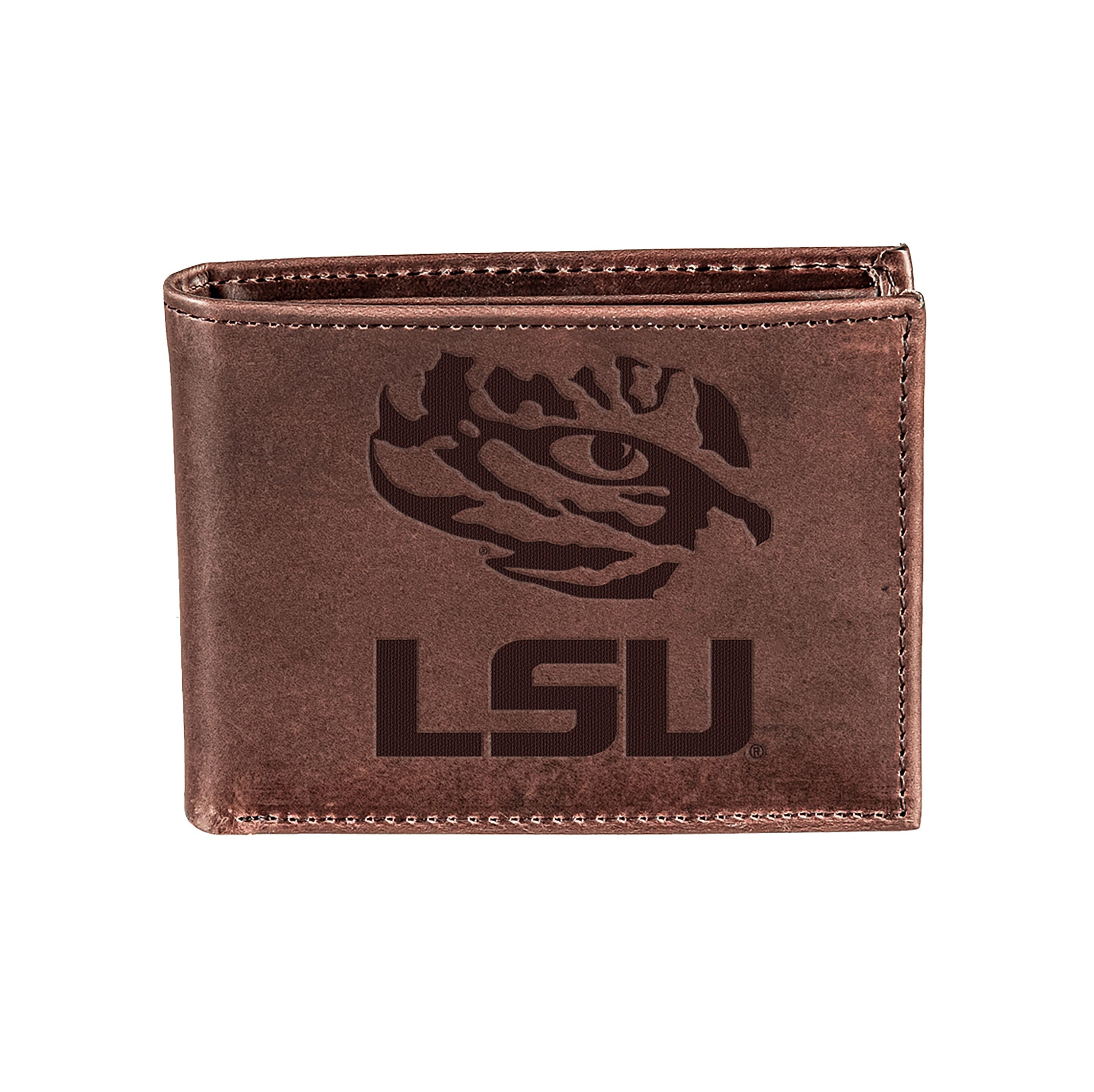 LSU, Bi-Fold Wallet, Brown, CH, 100% Genuine Leather - Sports Collectibles, Sports Memorabilia, Sports Fan Shop, Sports Gifts