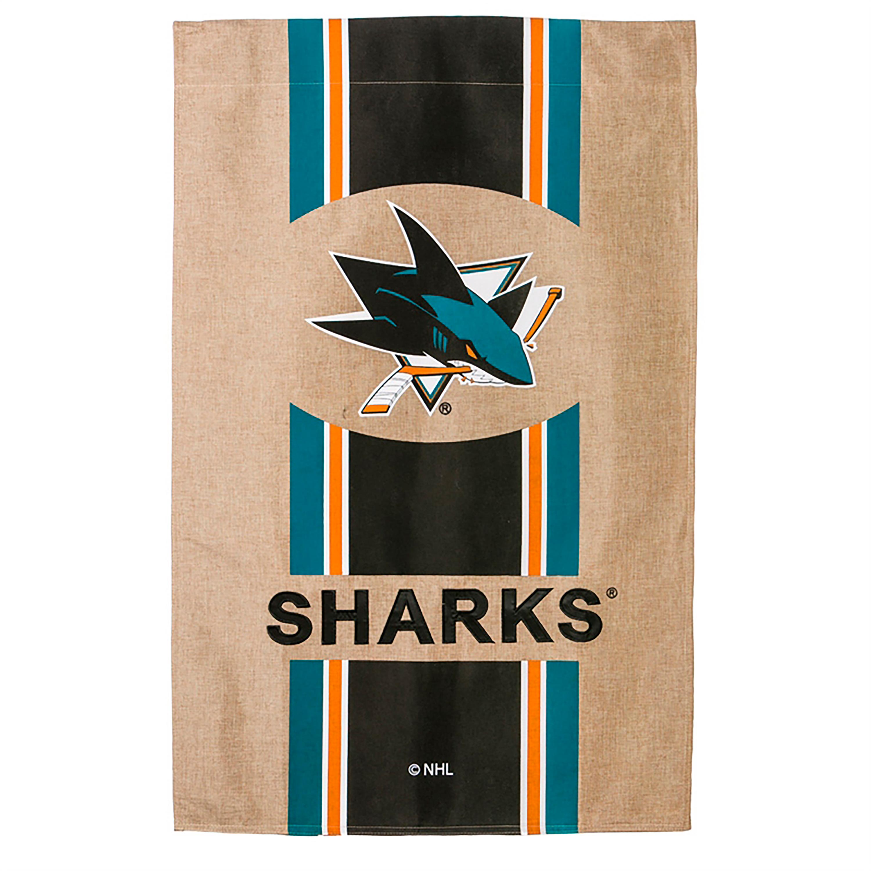 Flag, Burlap, Reg, San Jose Sharks - Sports Collectibles, Sports Memorabilia, Sports Fan Shop, Sports Gifts