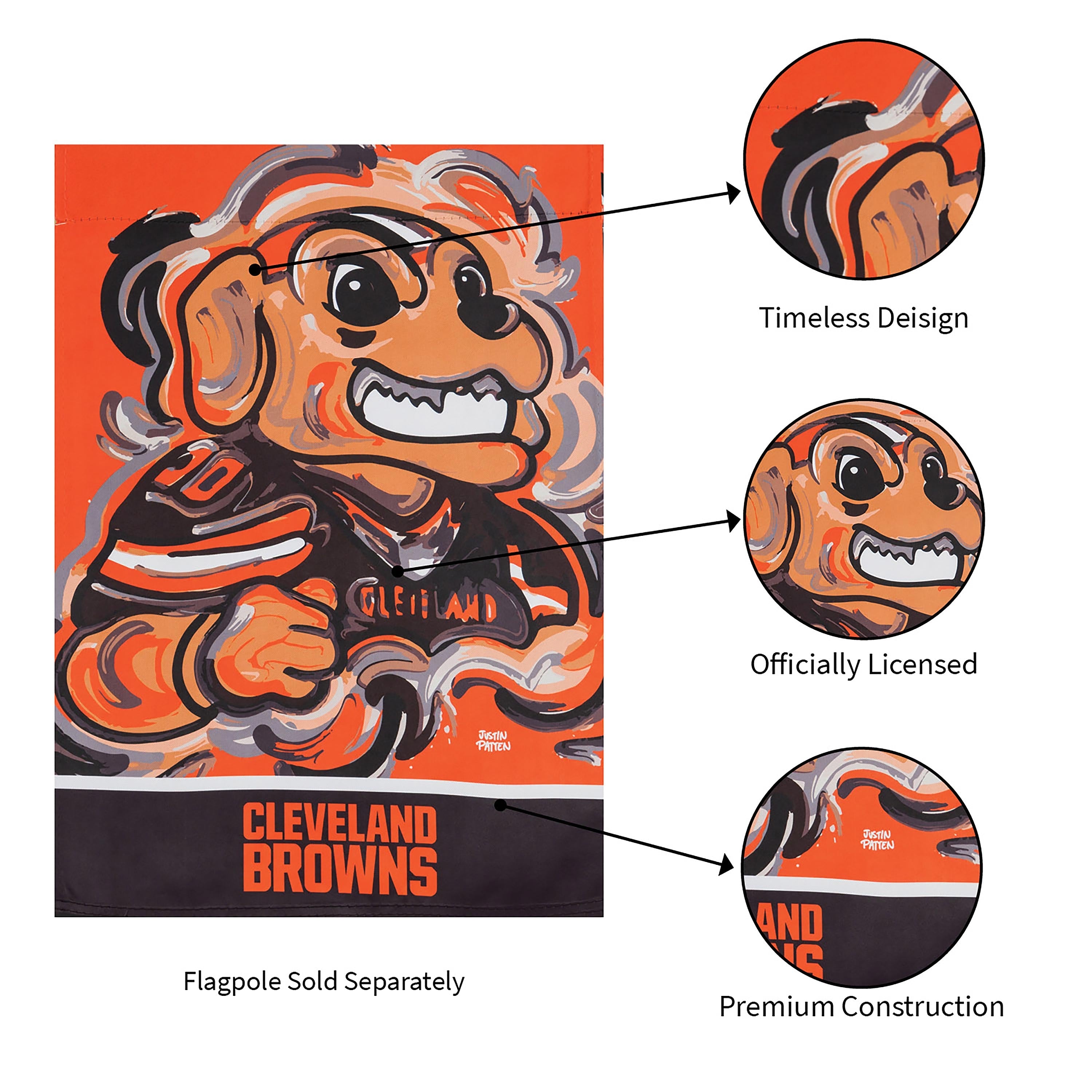 Cleveland Browns Justin Patten Suede Garden Flag - Sports Collectibles, Sports Memorabilia, Sports Fan Shop, Sports Gifts
