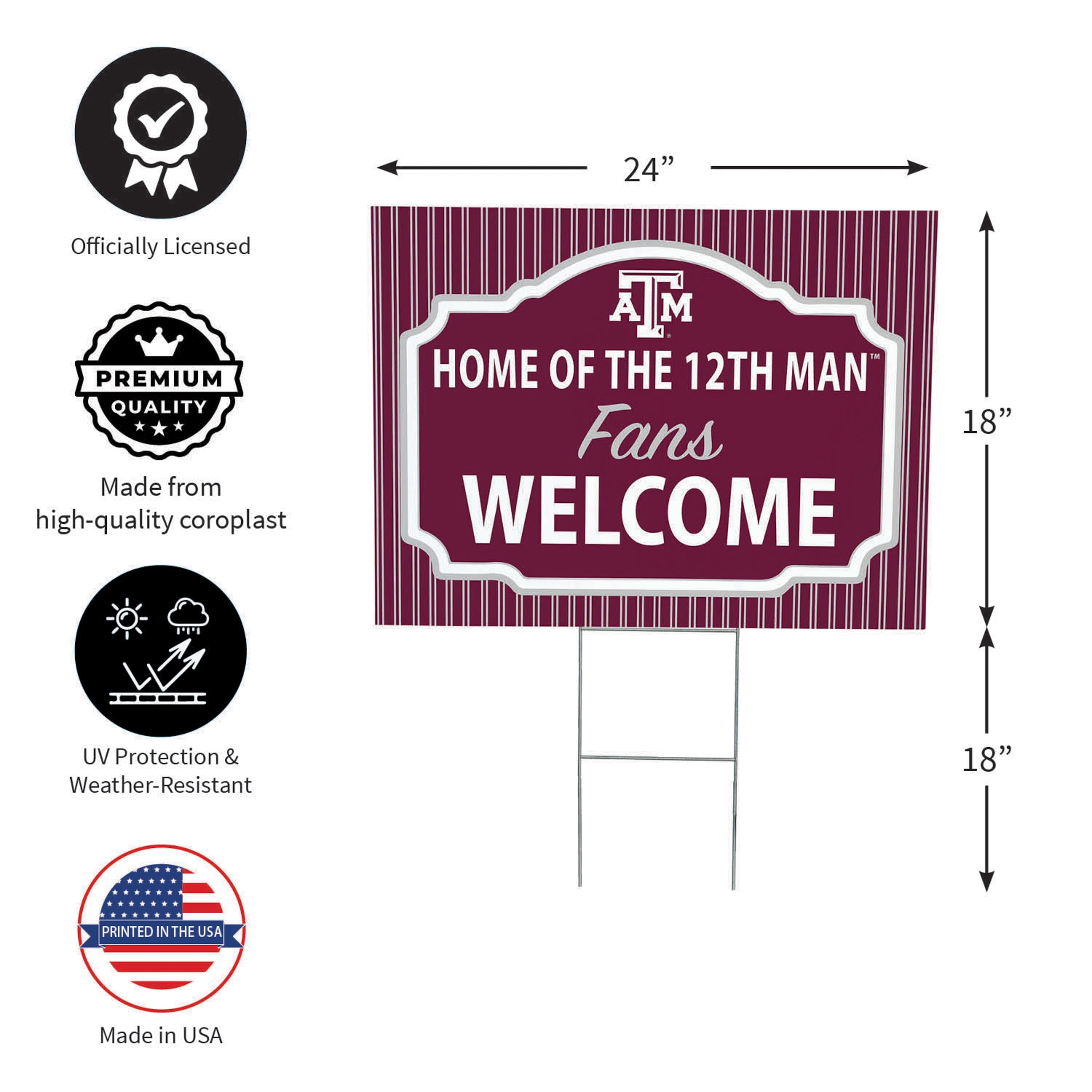 Texas A&M Coroplast Yard Sign, "Fans Welcome" - Sports Collectibles, Sports Memorabilia, Sports Fan Shop, Sports Gifts