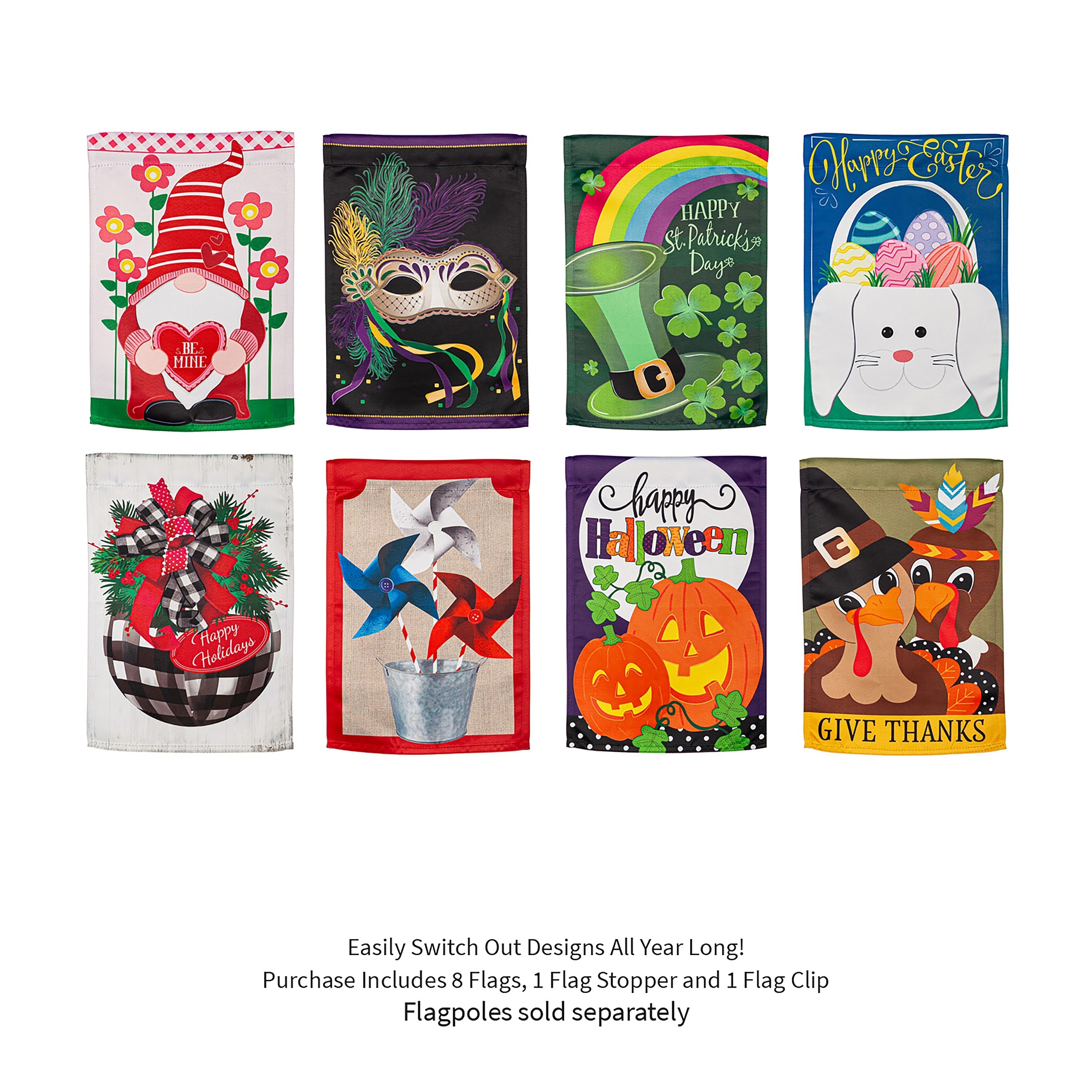 Seasonal Suede Garden Flag Set of 8, Whimsical - Sports Gifts, Sports Memorabilia, Sports Collectibles, Fan Shop