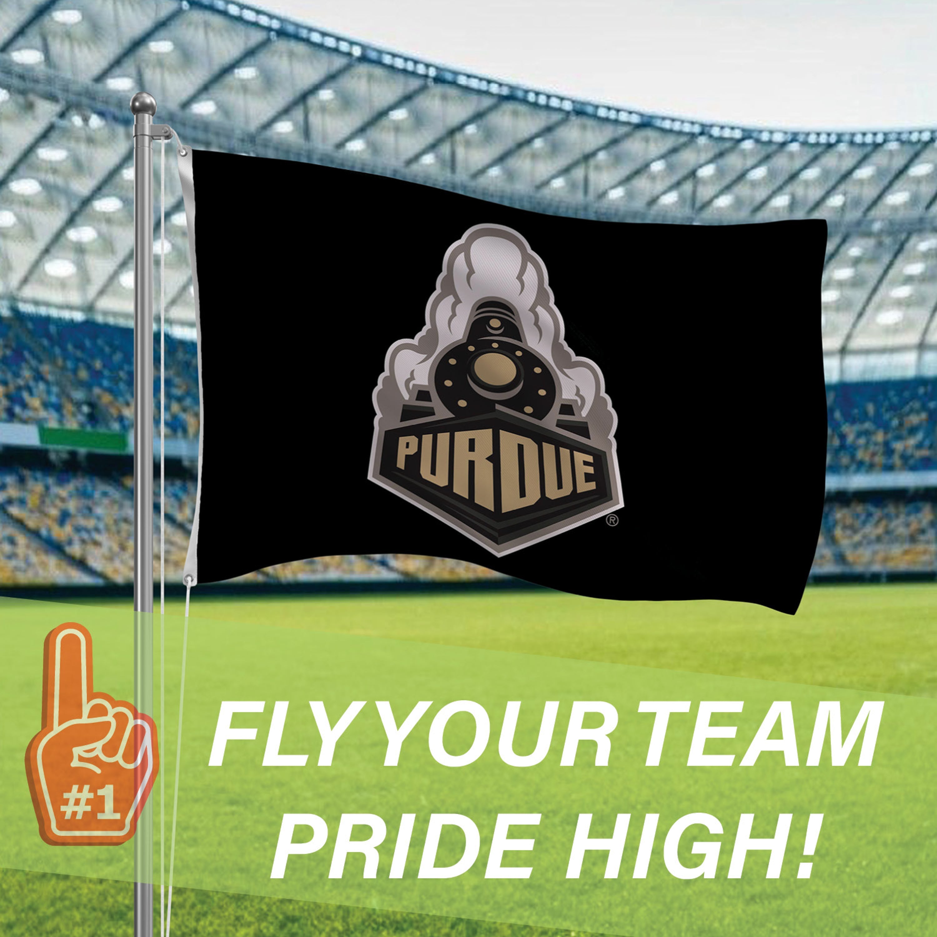 3'x5' Single Sided Flag w/ 2 Grommets, Purdue University - Sports Gifts, Sports Memorabilia, Sports Collectibles, Fan Shop