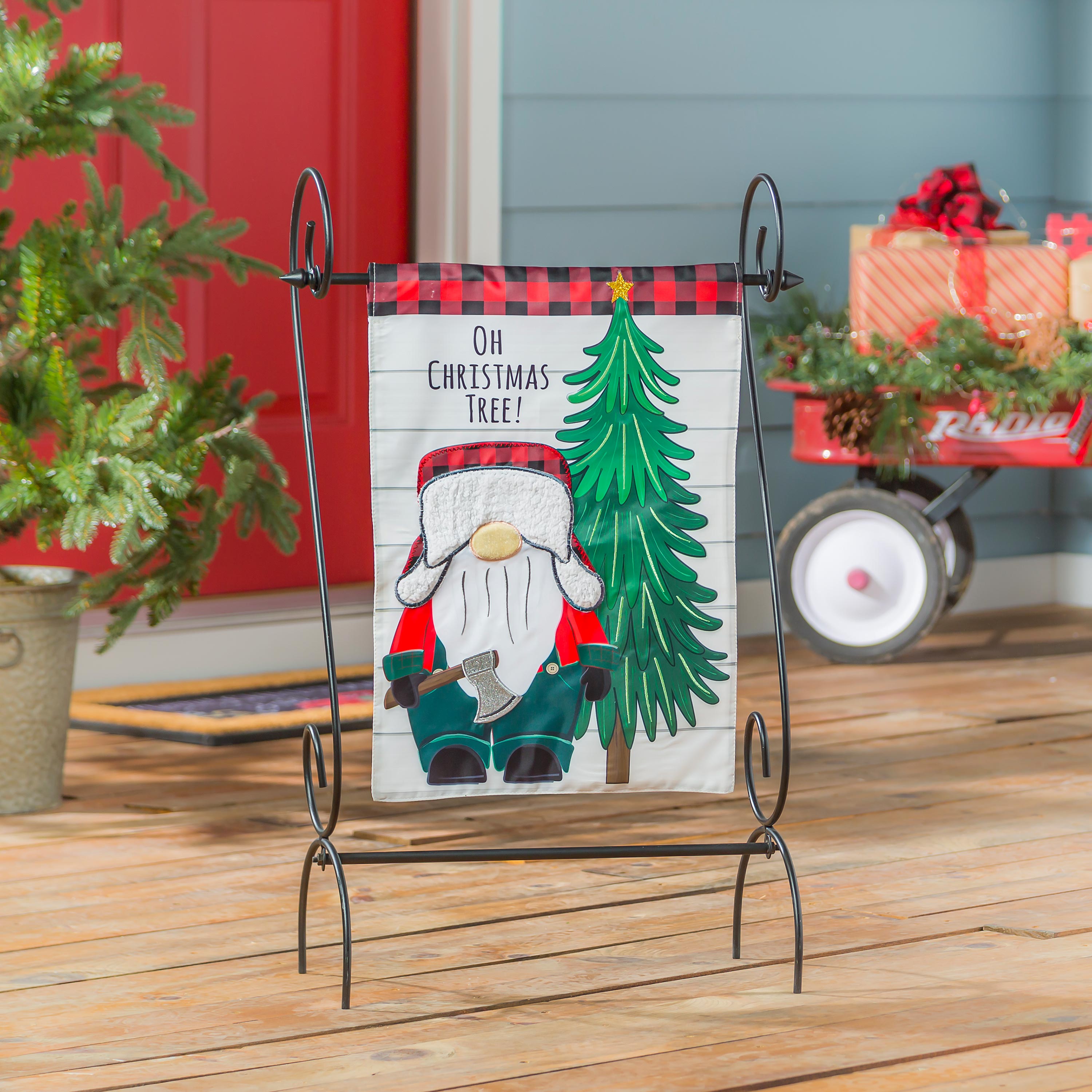 Lumberjack Gnome Applique Garden Flag - Sports Collectibles, Sports Memorabilia, Sports Fan Shop, Sports Gifts